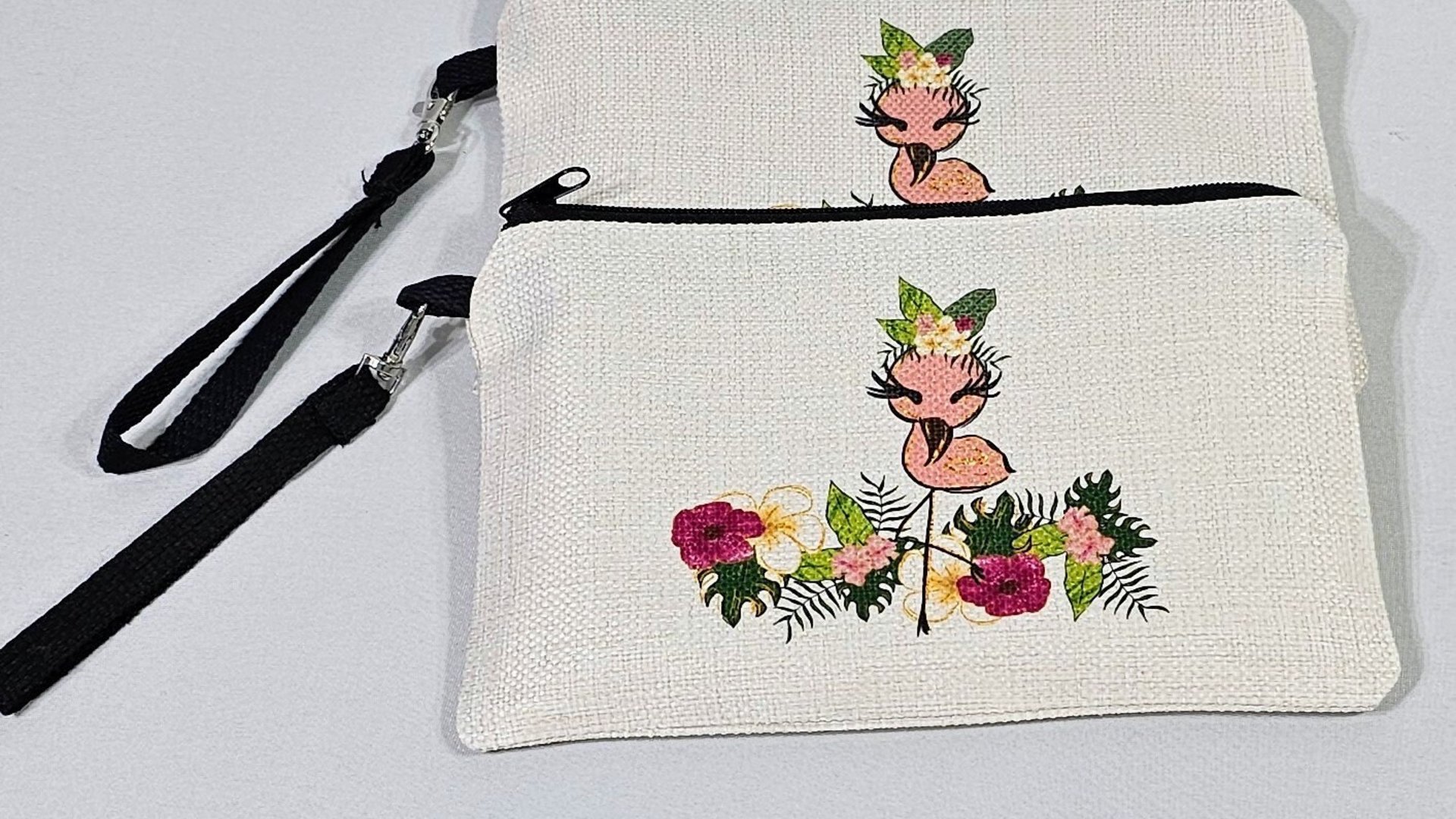 cute flamingo makeup bag for purse, flamingo gifts for women, monstera leaf cosmetic bag for girls, tropical bridesmaid gift, Easter basket