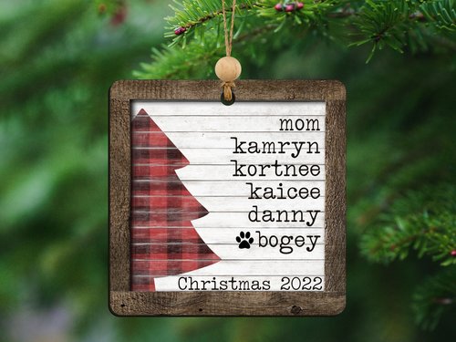 Personalized Family Christmas Ornament with Names, 3.14in