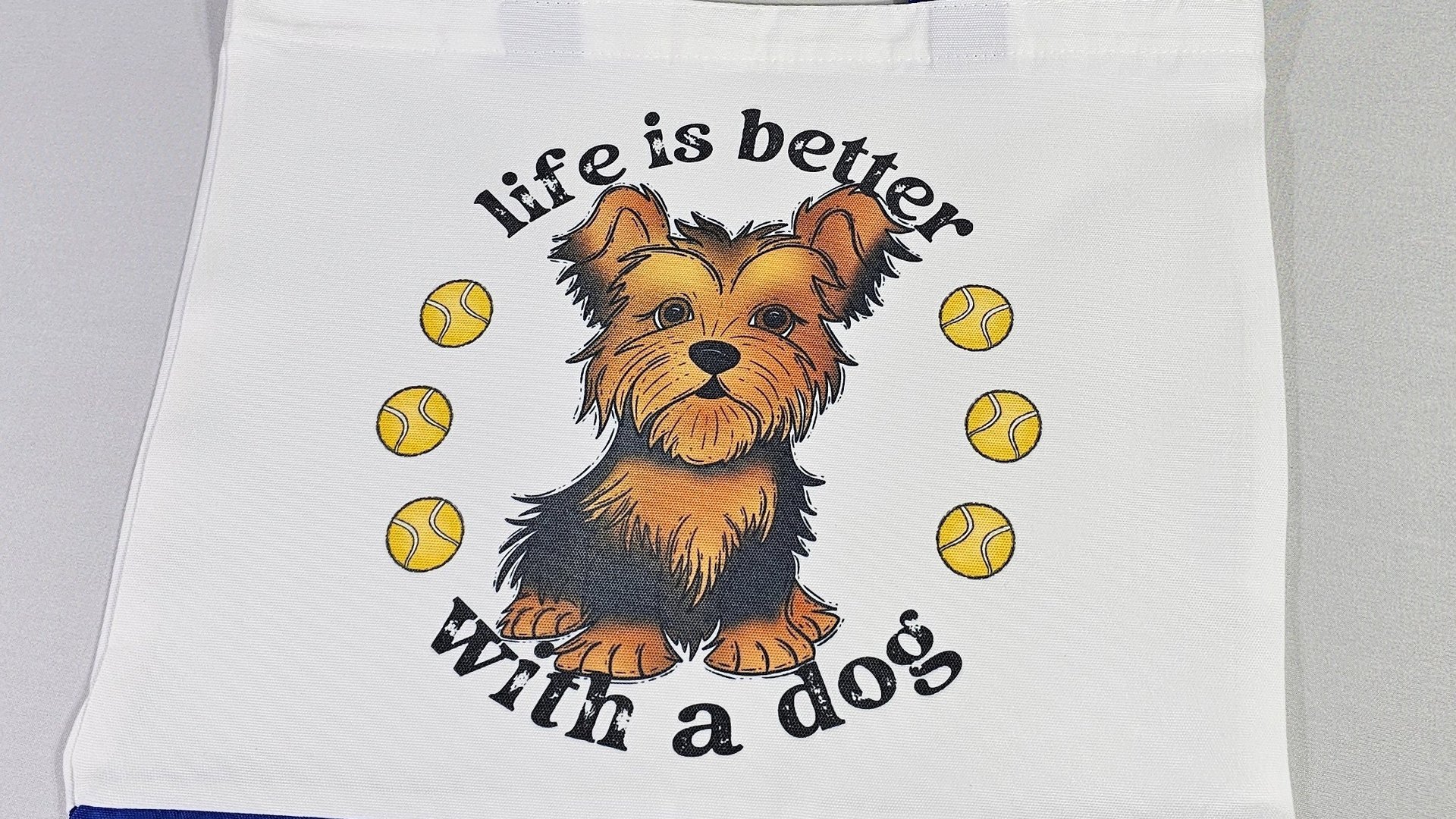 life is better with dogs Yorkshire terrier tote bag for women, cute Mothers day gifts from dog lover tote bag for books, Yorkie gifts, best