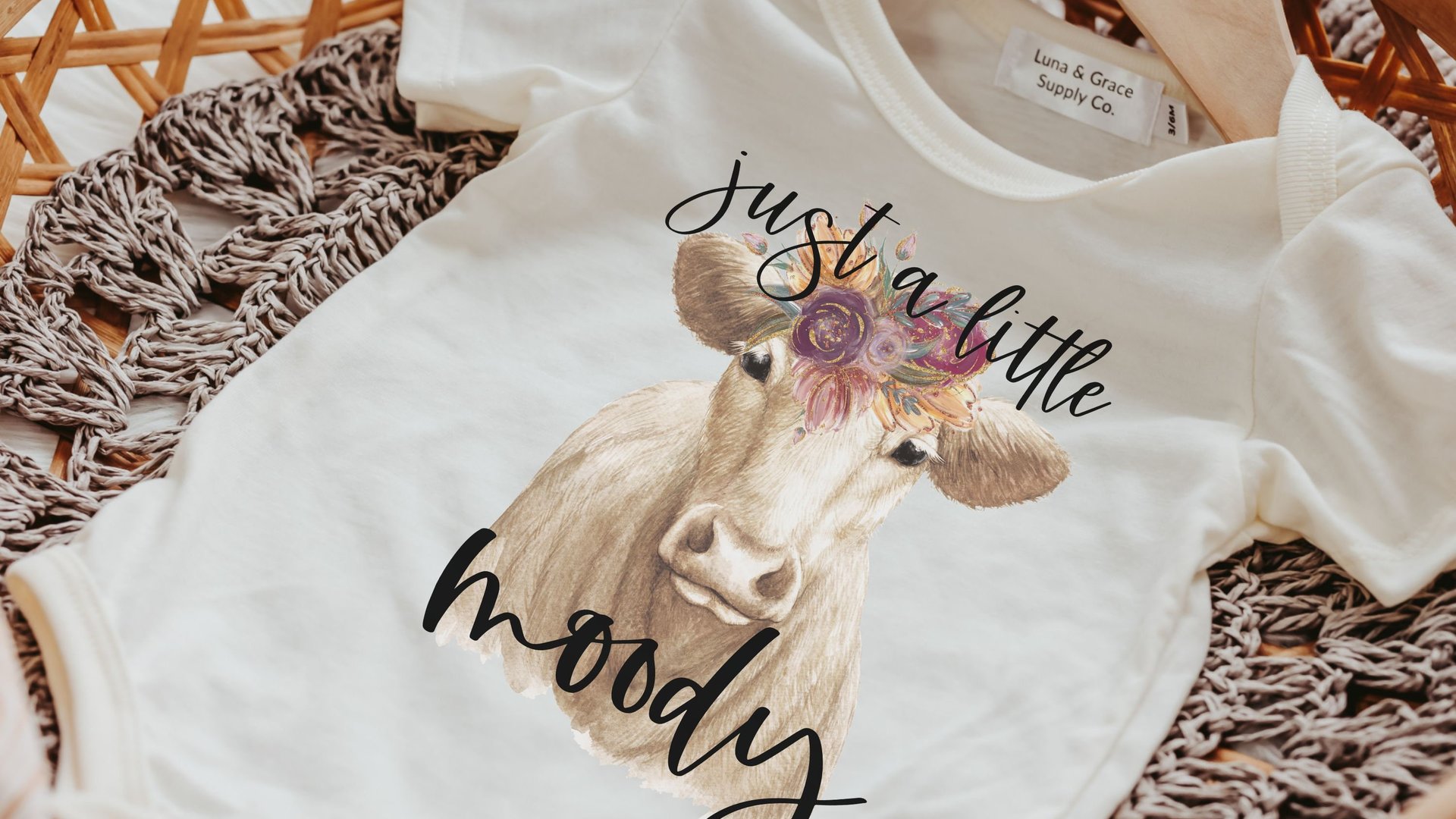 just a little moody floral cow baby clothes girl, cute cow gifts for baby girl coming home outfit, farm baby shower gift girl, funny cow