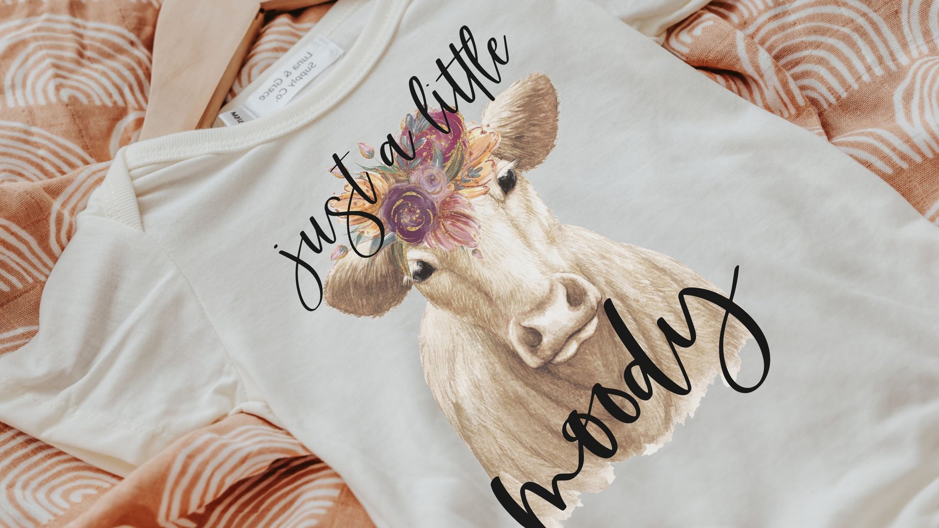 just a little moody floral cow baby clothes girl, cute cow gifts for baby girl coming home outfit, farm baby shower gift girl, funny cow