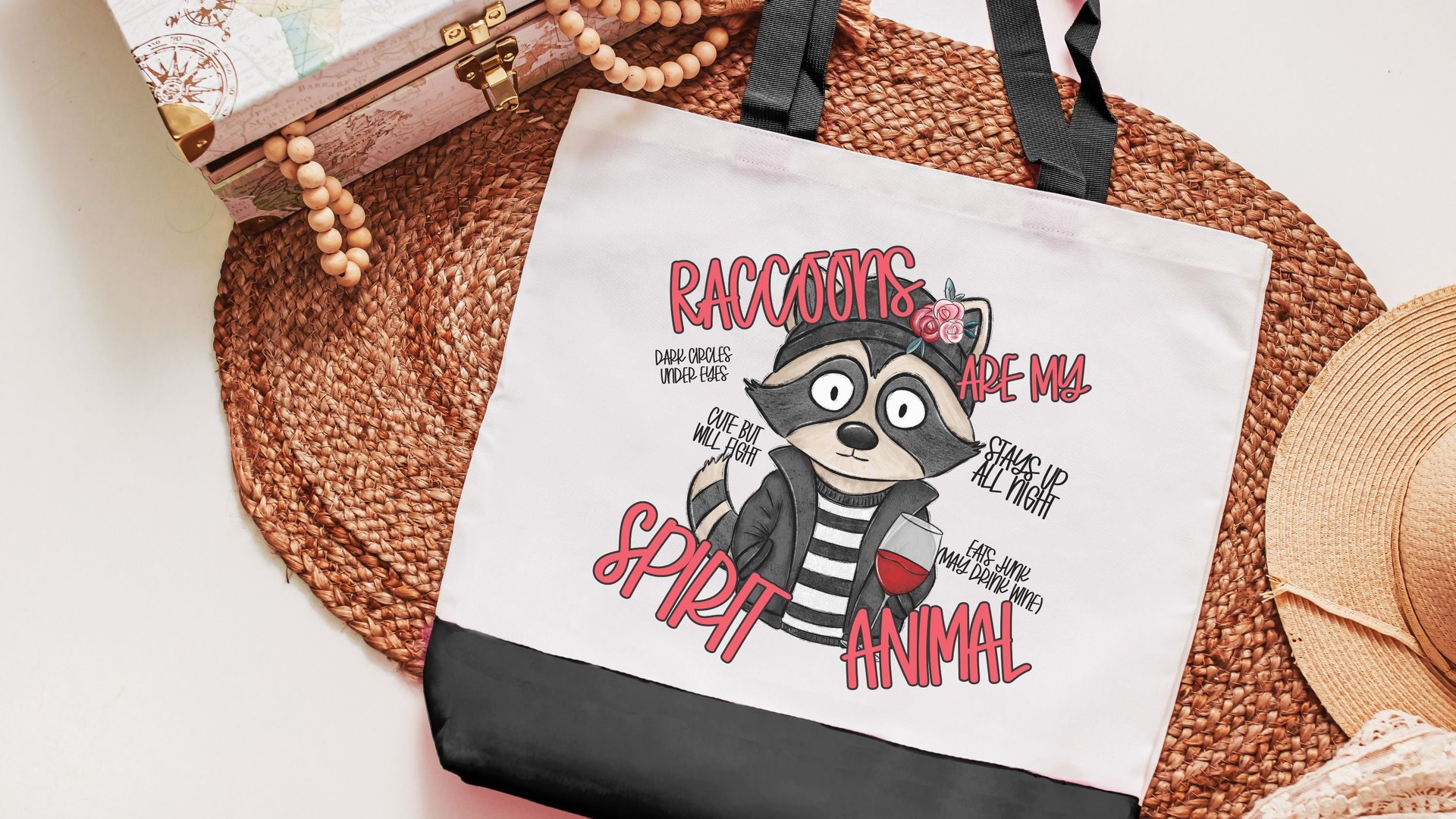 raccoon spirit animal funny tote bag for her, trash panda raccoon gift for women, Galentines day gifts for best friend, sassy tote bag for