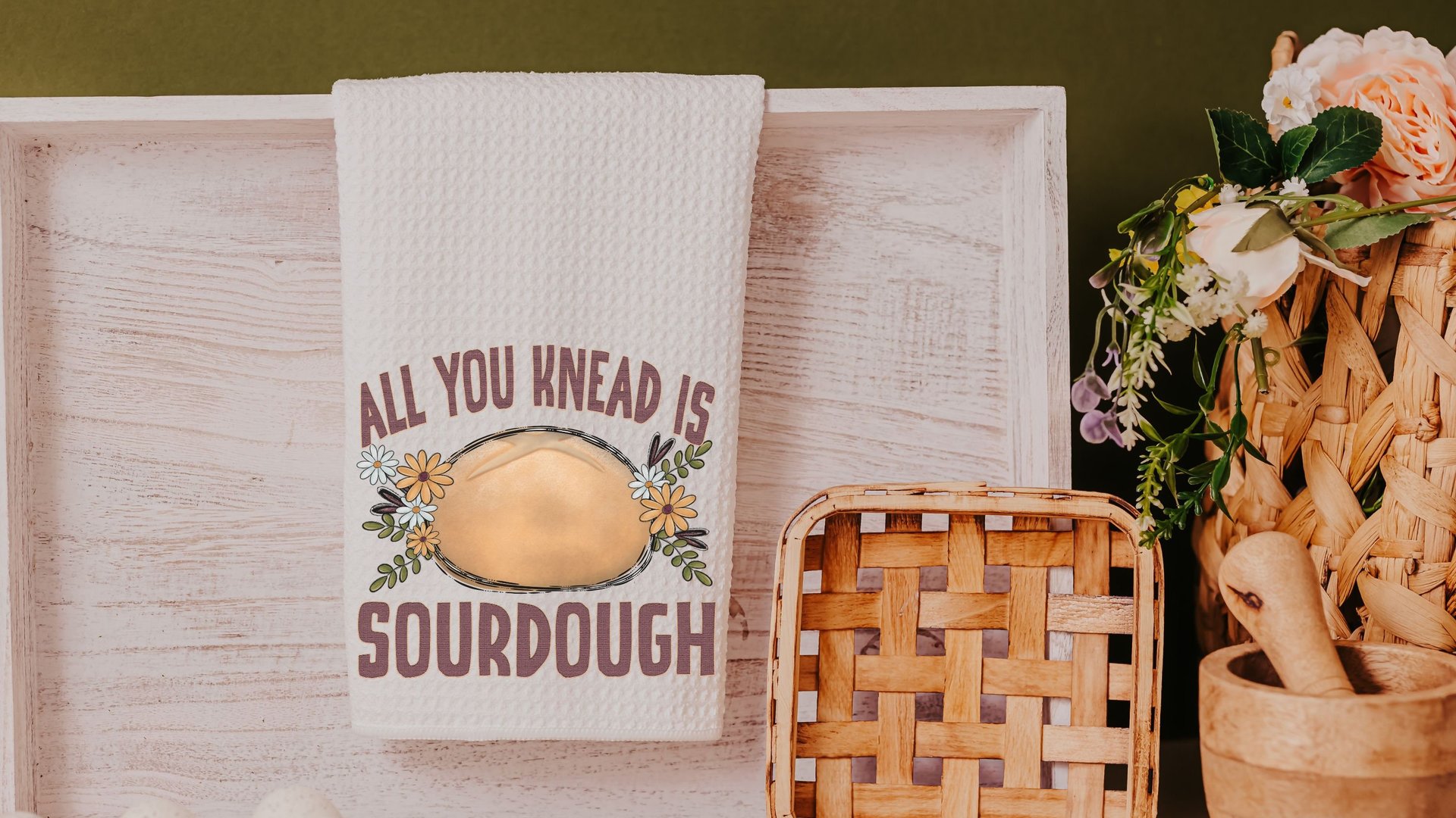 all you knead is sourdough baking kitchen towel cute kitchen decor farmhouse kitchen hand towels, bread baker gifts for her, baking gifts