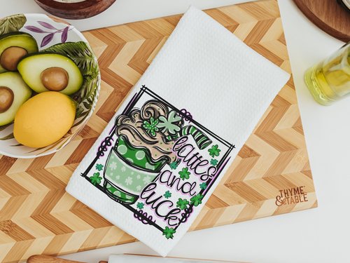 Lattes and Love Valentine Kitchen or Hand Towel, 16x24