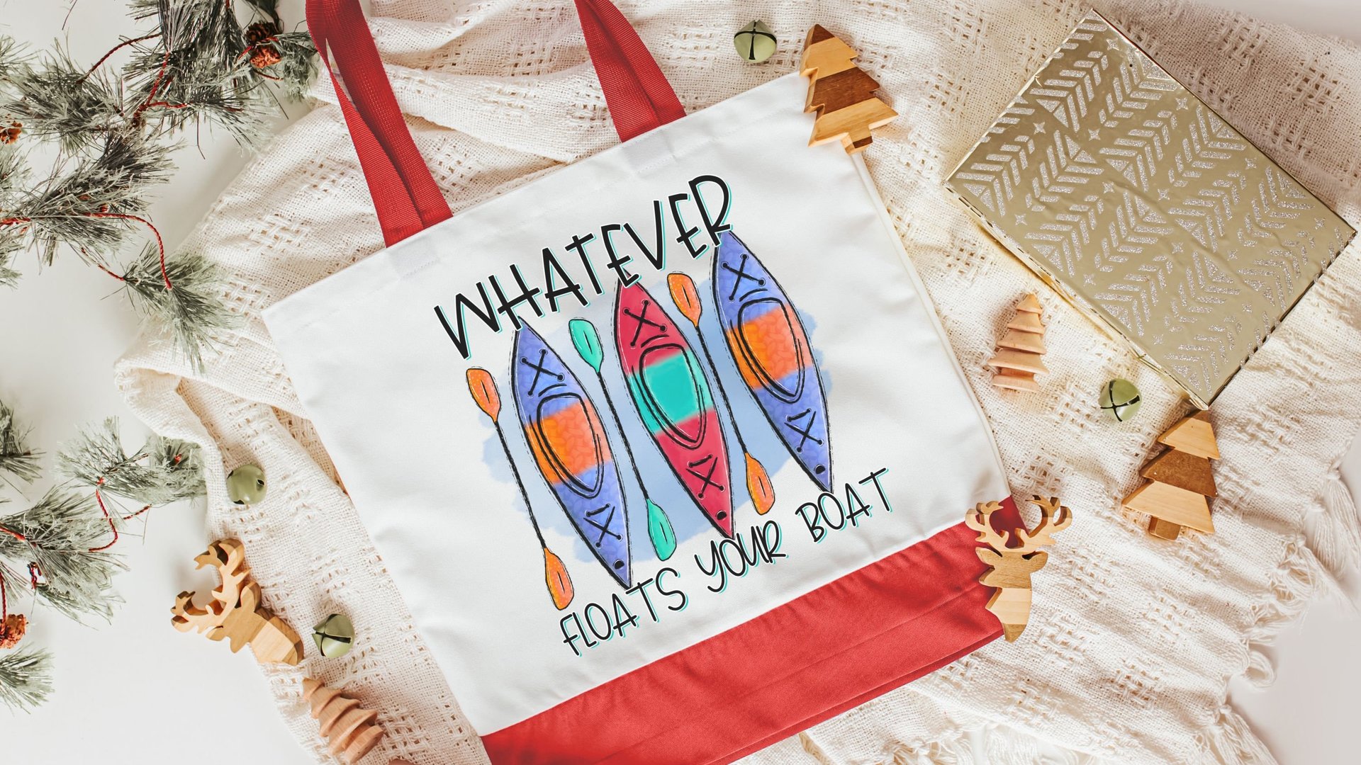 whatever floats your boat beach tote bag for vacation, kayak girl kayak gifts, reusable shopping bag, lake life gifts, lake bachelorette