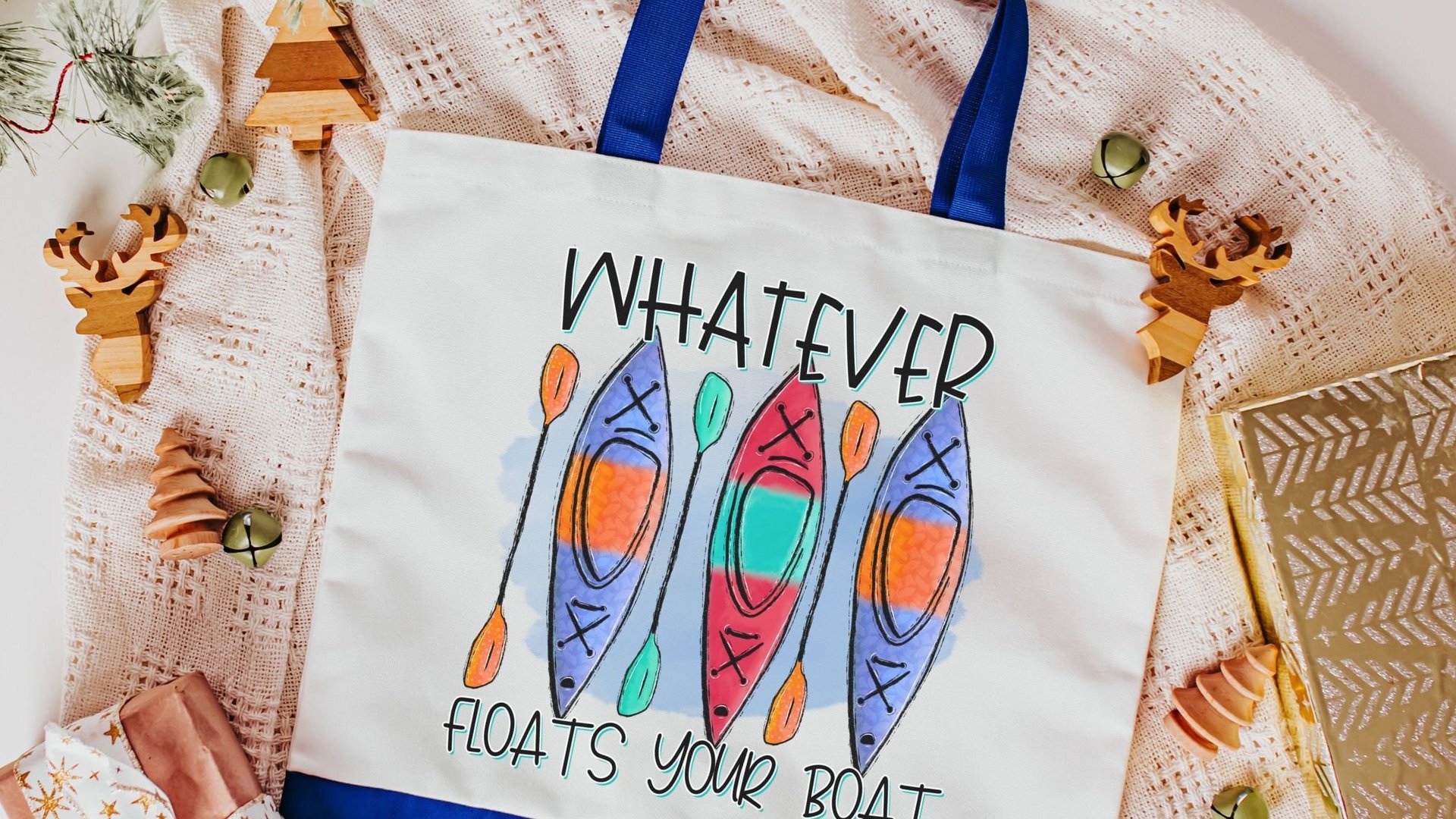 whatever floats your boat beach tote bag for vacation, kayak girl kayak gifts, reusable shopping bag, lake life gifts, lake bachelorette