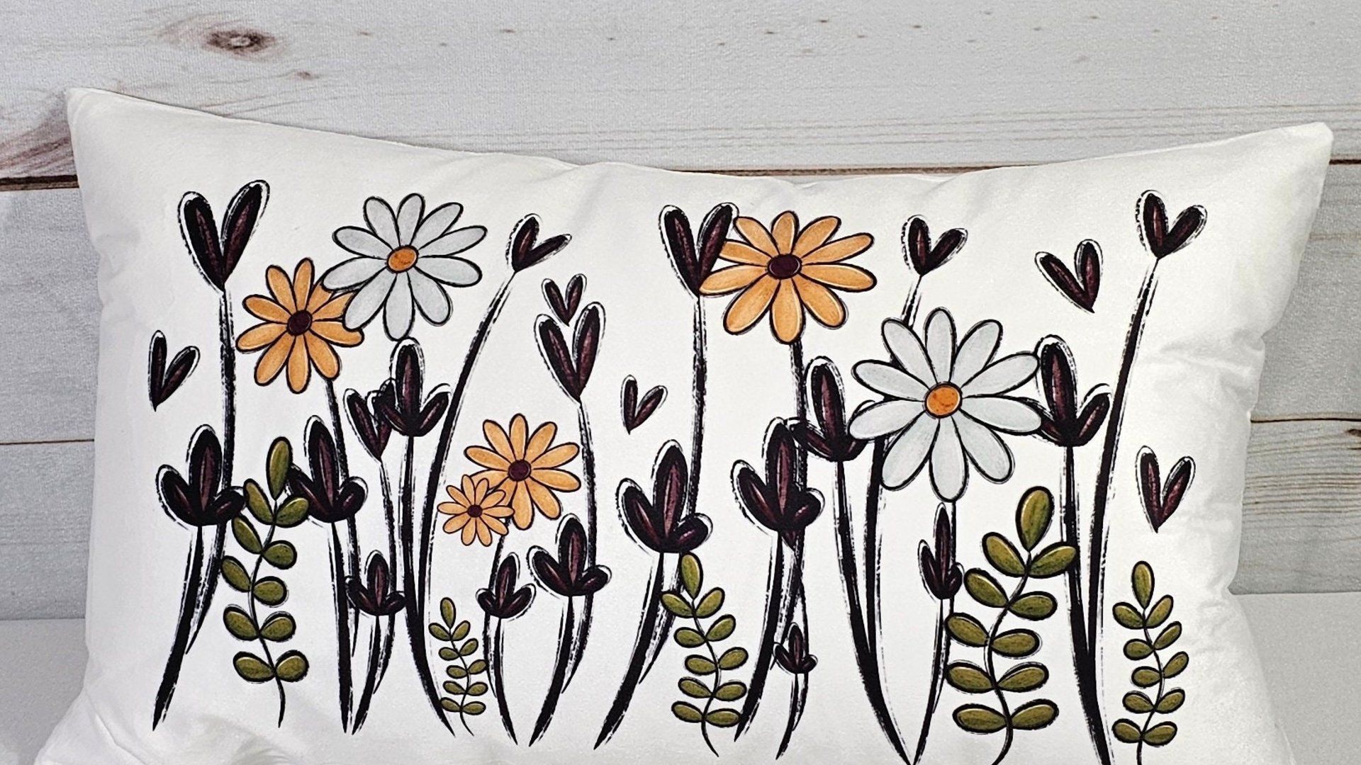 wildflower throw pillow for sofa, plant mom gift, Christmas gifts for gardeners, wildflower nursery decor, rocking chair pillow, lumbar