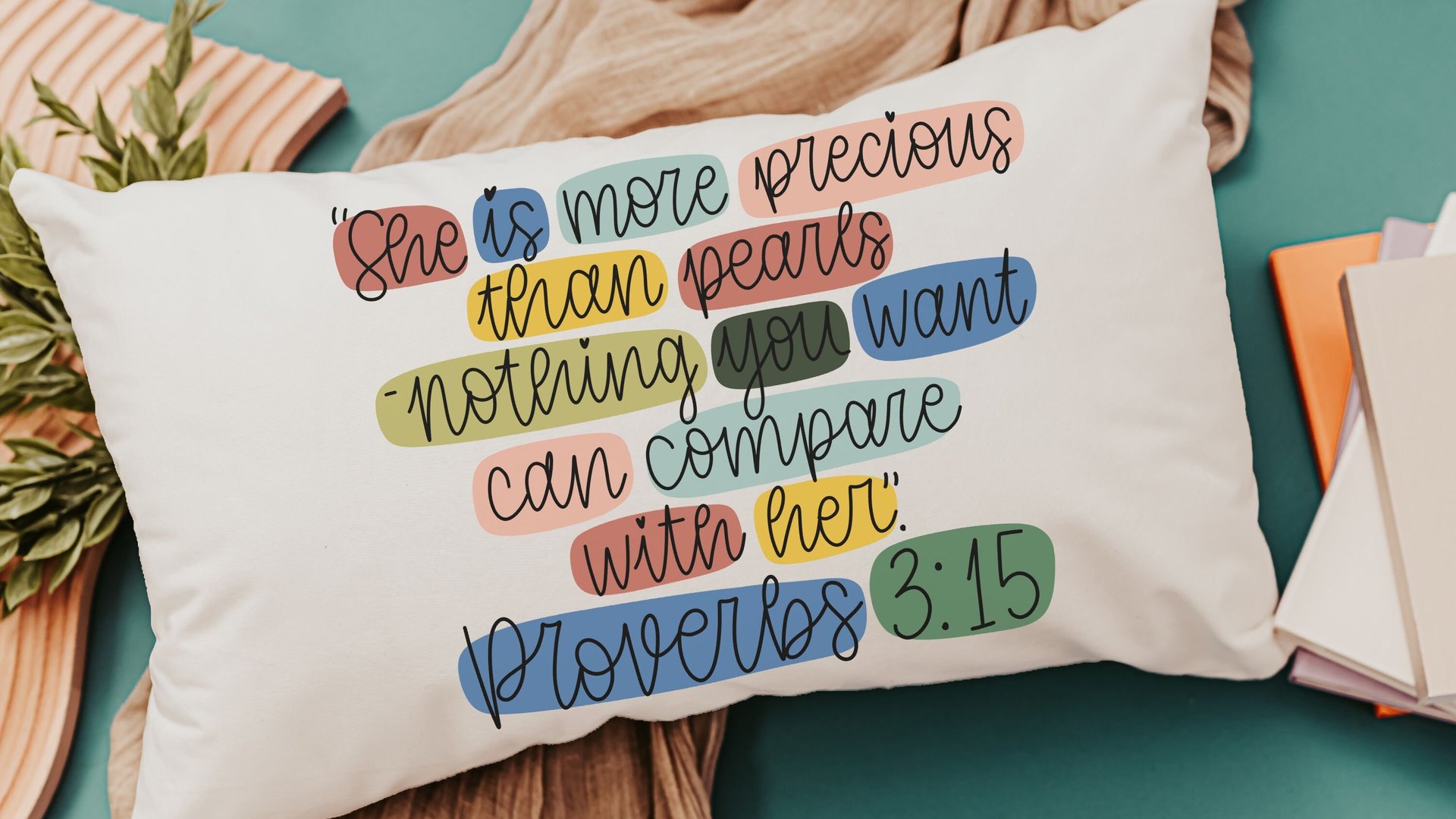 she is more precious than rubies Proverbs 3 15 Bible verse throw pillow for bed, inspirational Christian gifts for daughter, scripture throw