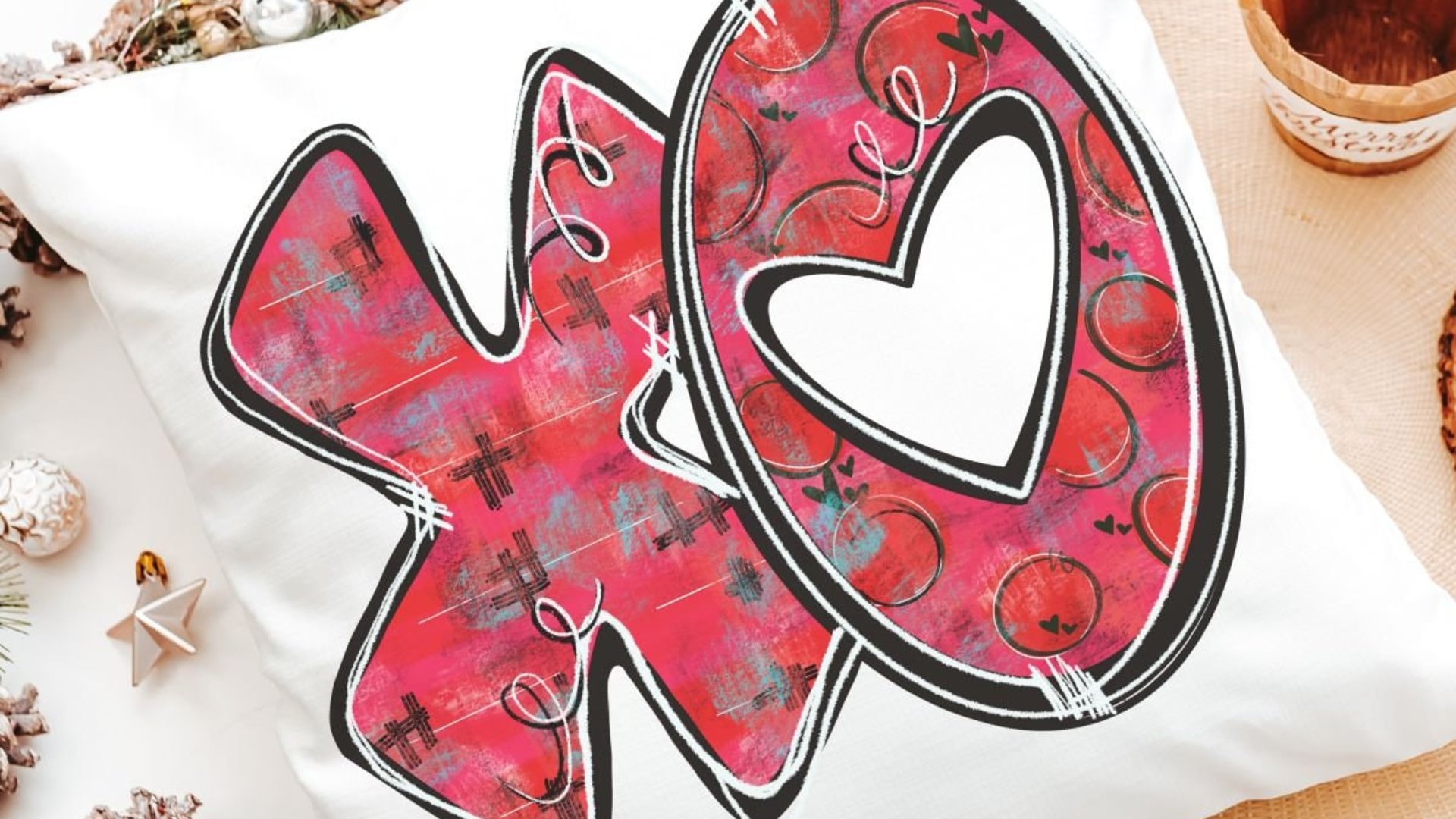 personalized xo Valentines ornaments for small tree, cute Valentines family name ornament 2027, hugs and kisses Valentines gifts for couple