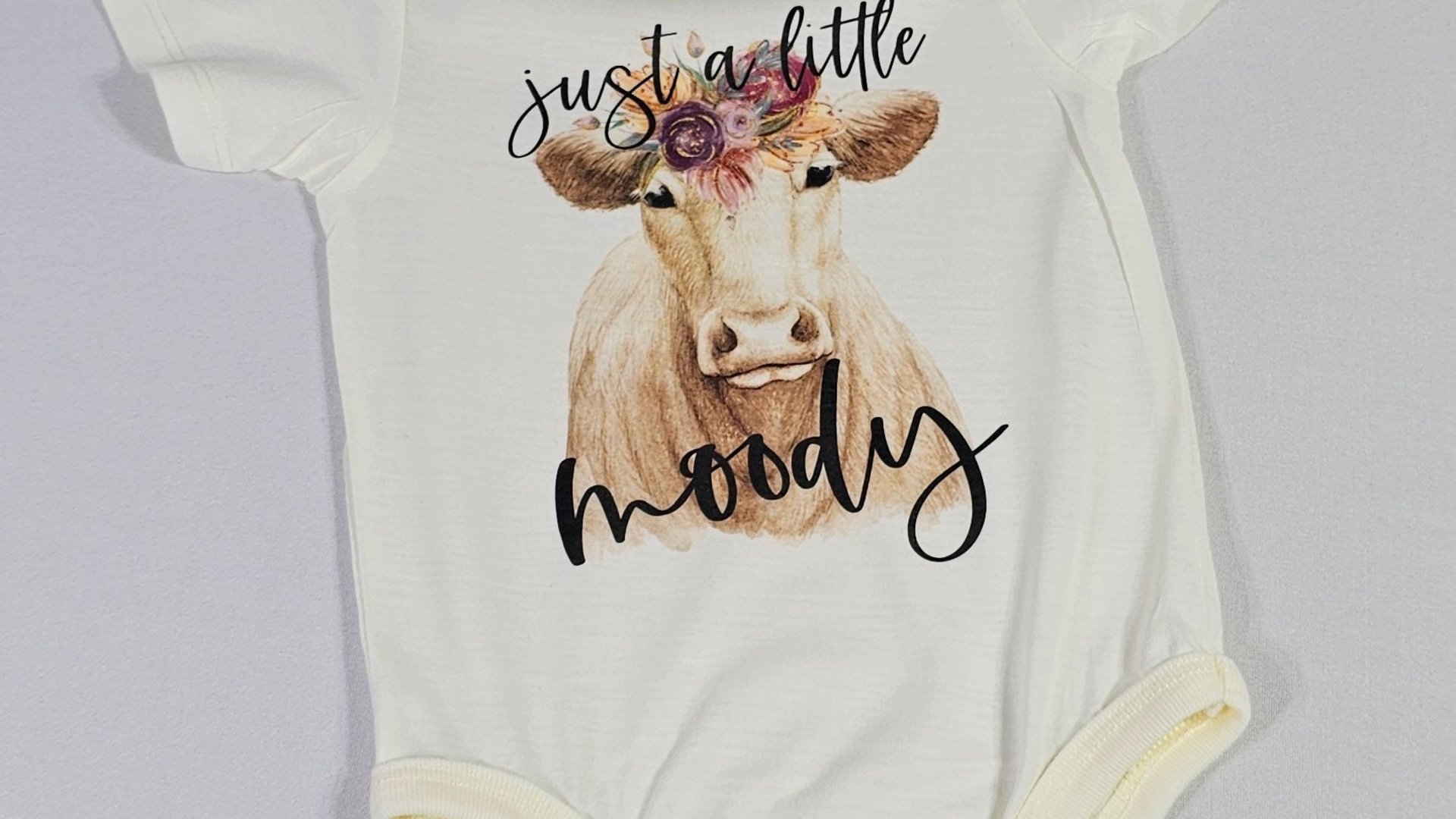 just a little moody floral cow baby clothes girl, cute cow gifts for baby girl coming home outfit, farm baby shower gift girl, funny cow