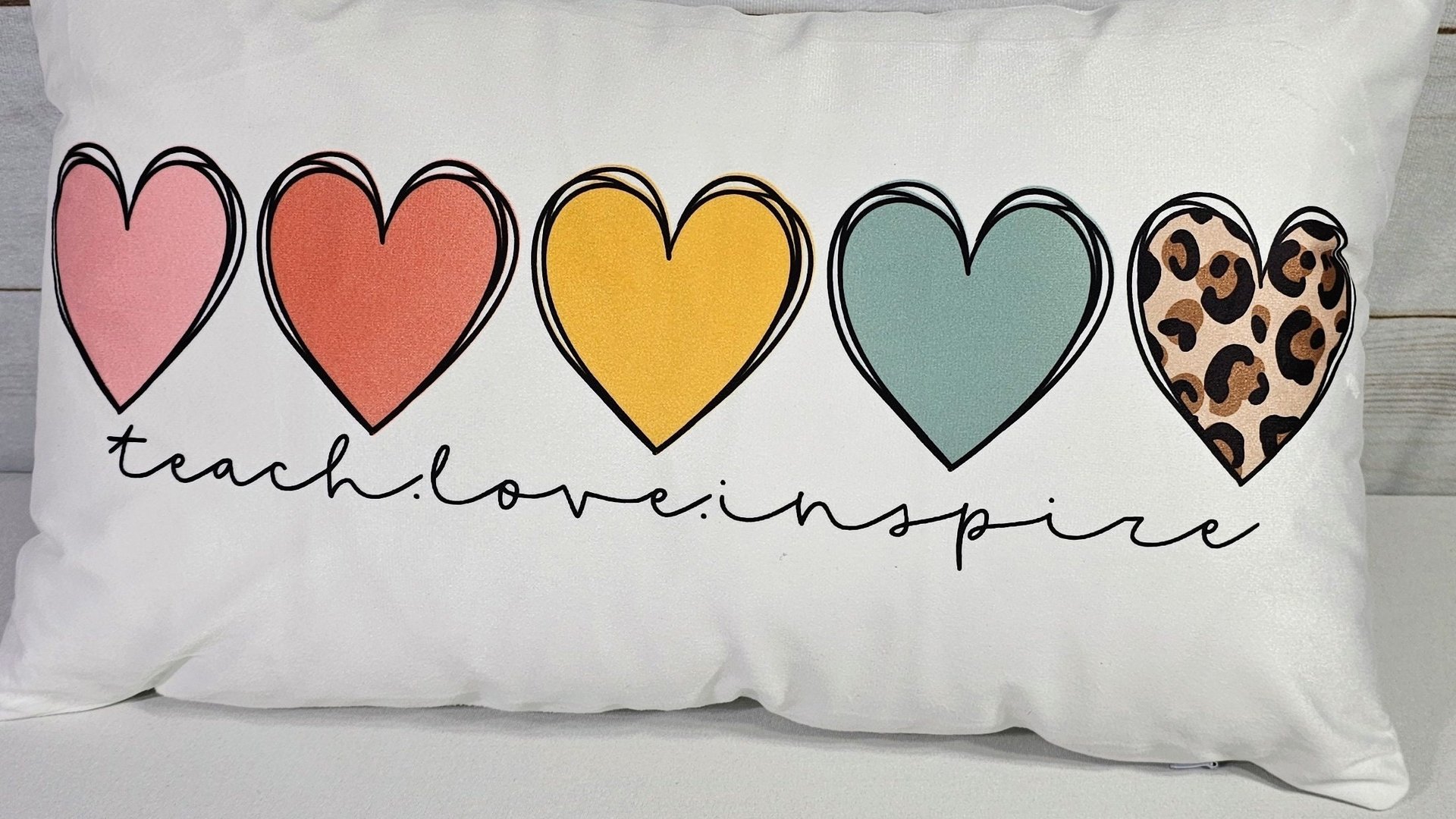 teach love inspire lumbar decorative accent pillow for couch, thank you gifts for colleagues, cute classroom decor preschool teacher gifts