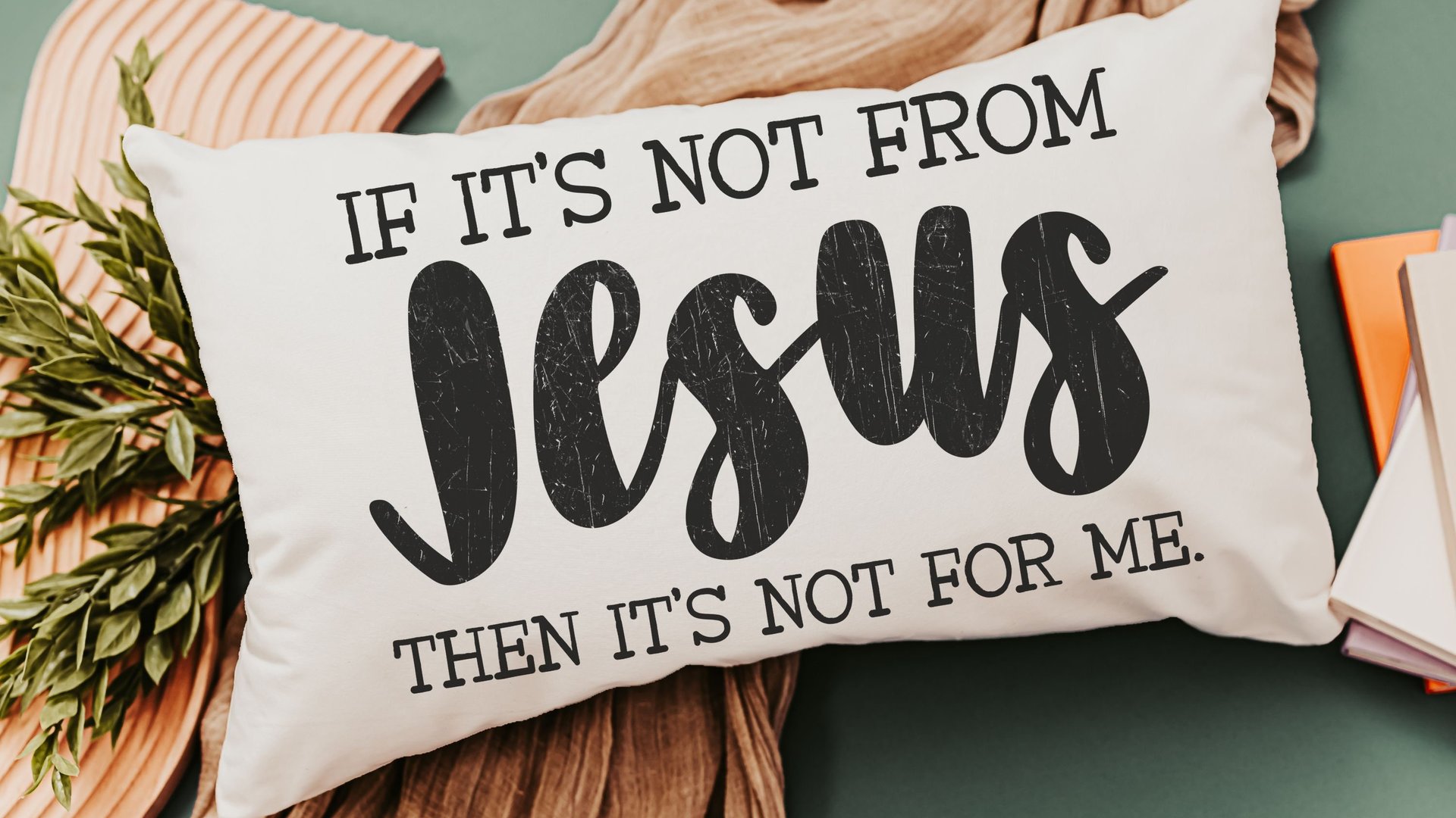 if it's not from Jesus funny Christian throw pillow for couch, faith decor lumbar pillow cover 12x20, cute Christian gifts for best friend