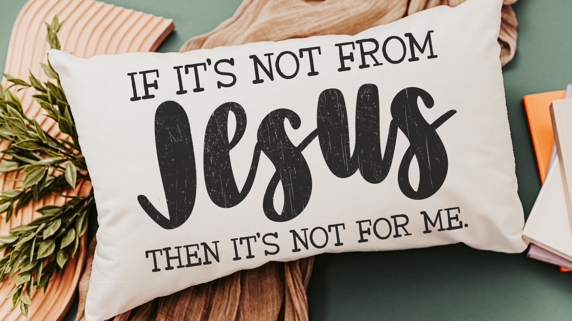 if it's not from Jesus funny Christian throw pillow for couch, faith decor lumbar pillow cover 12x20, cute Christian gifts for best friend