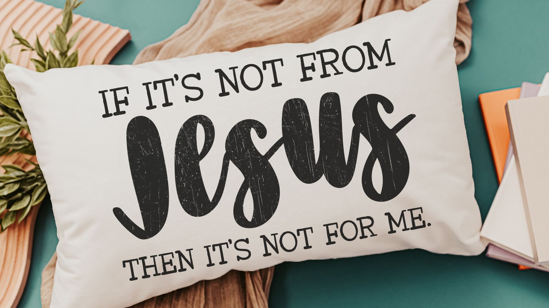 if it's not from Jesus funny Christian throw pillow for couch, faith decor lumbar pillow cover 12x20, cute Christian gifts for best friend