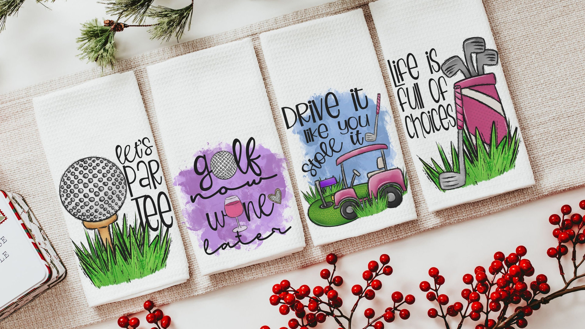 lets par tee golf towel funny golf gifts for women towels, Mothers day gifts for golfer, drive it like you stole it golf cart accessories