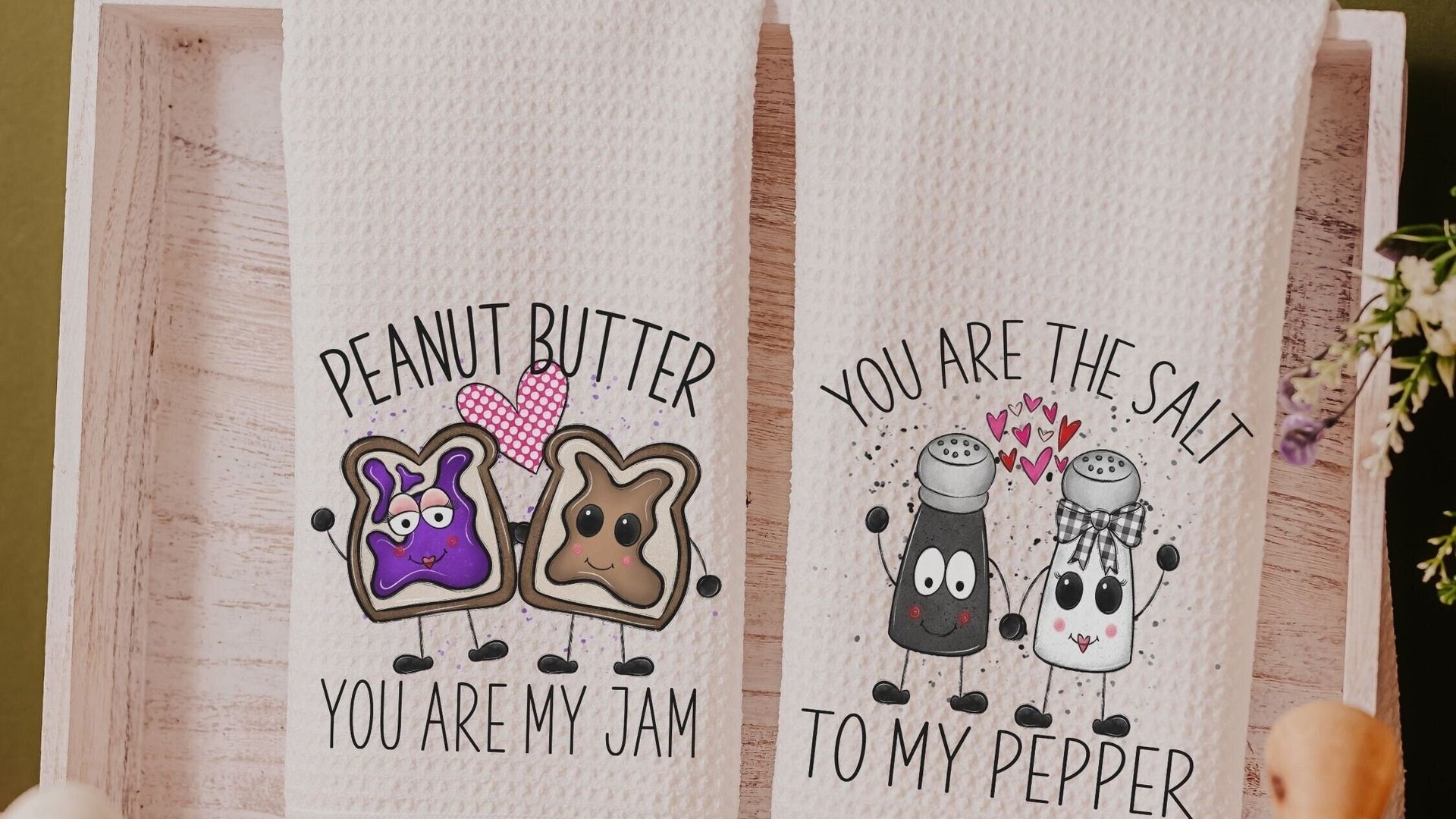 pb and j you're my jam cute Valentines kitchen towels, you're the salt to my pepper funny Valentines gifts for girlfriend, Valentine wedding
