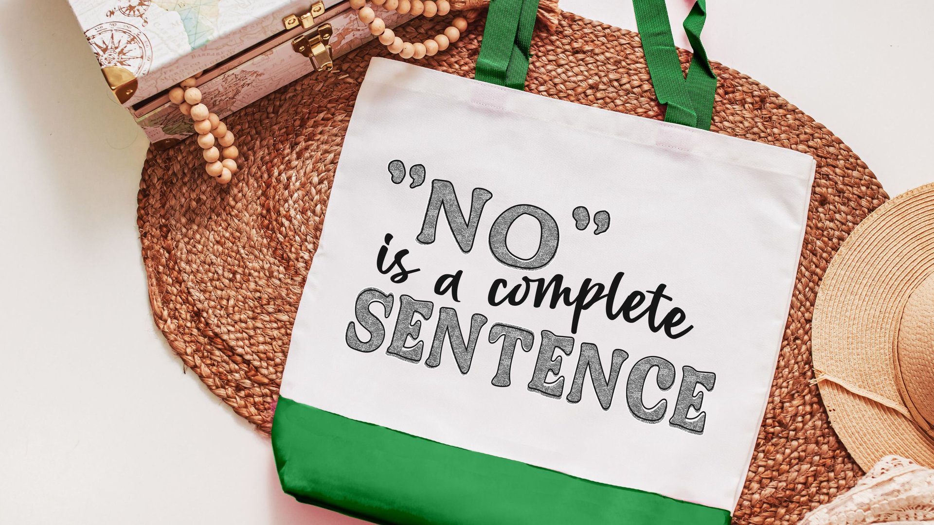 no is a complete sentence feminist tote bag for books, strong women gifts, reusable shopping bag, female empowerment gifts, best friend