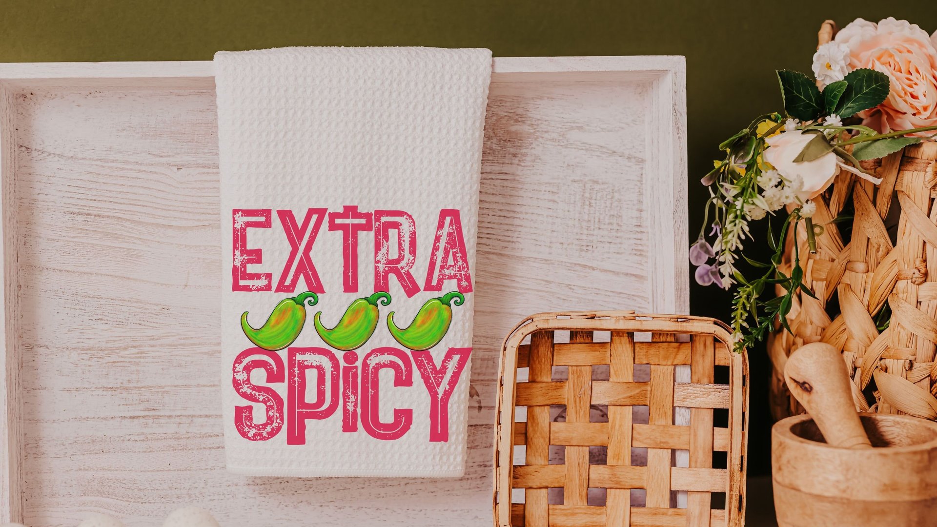 extra spicy funny kitchen towels for women, foodie gift, jalapeno pepper hand towels for bathroom, Cinco de Mayo decor, fiesta bachelorette