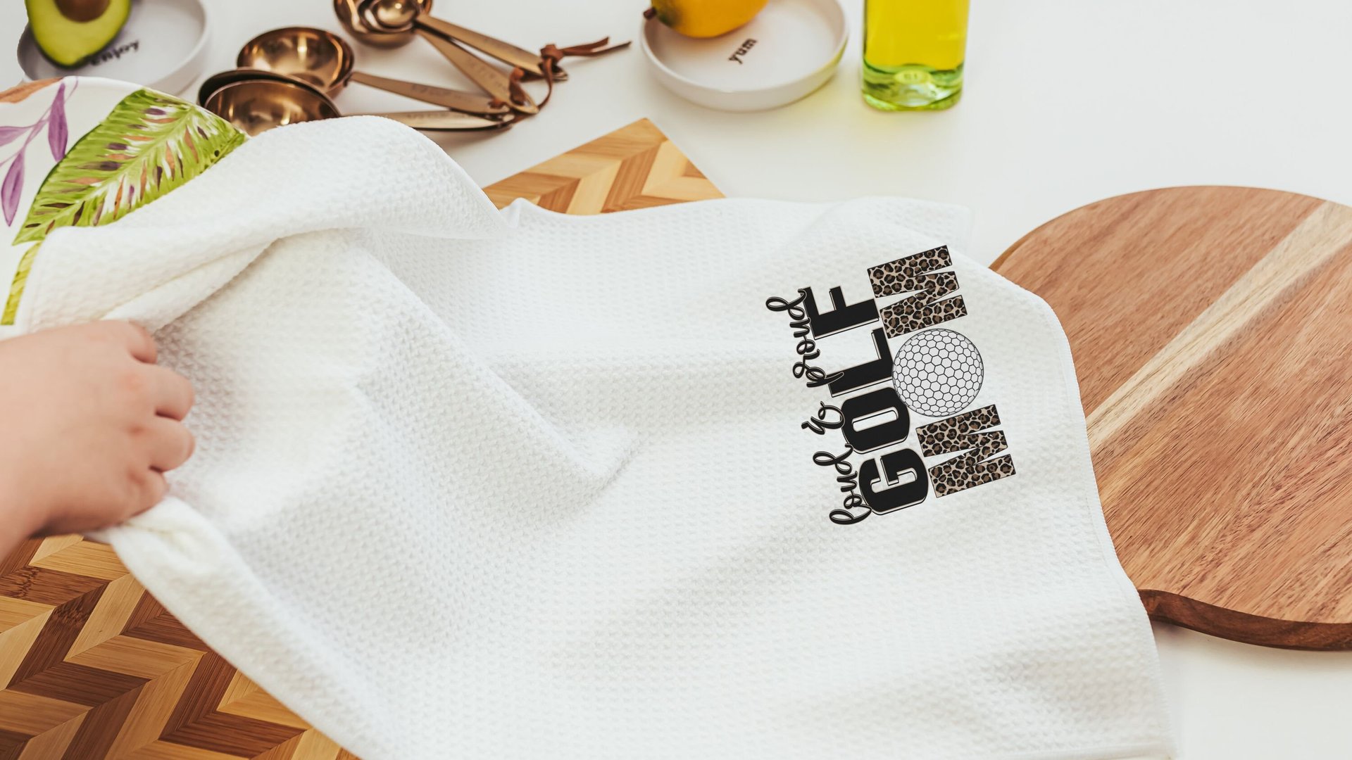 loud and proud golf kitchen towels, golf mom gift, leopard print golf towels for women, step mom Mothers day gift from son, golf hand towel