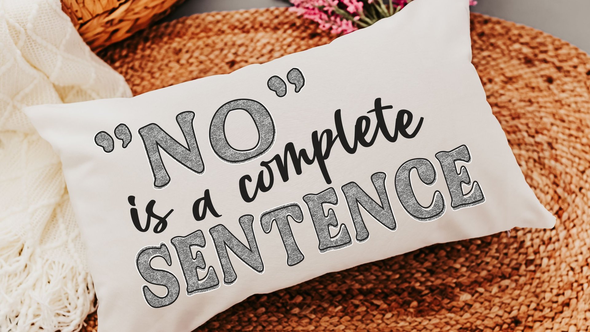 no is a complete sentence lumbar throw pillow for bed cute gifts for girlfriend, sassy girl lumbar pillow for chair, snarky gifts, funny