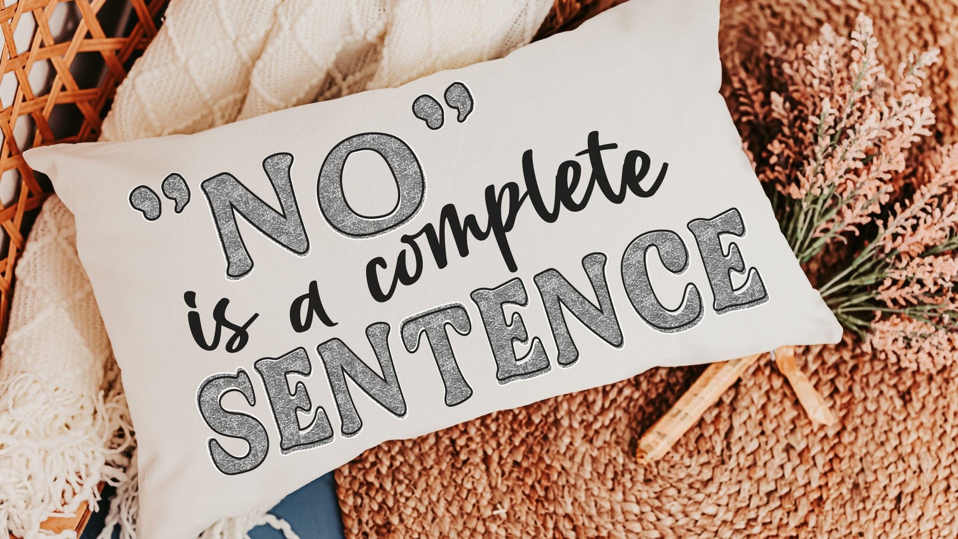 no is a complete sentence lumbar throw pillow for bed cute gifts for girlfriend, sassy girl lumbar pillow for chair, snarky gifts, funny