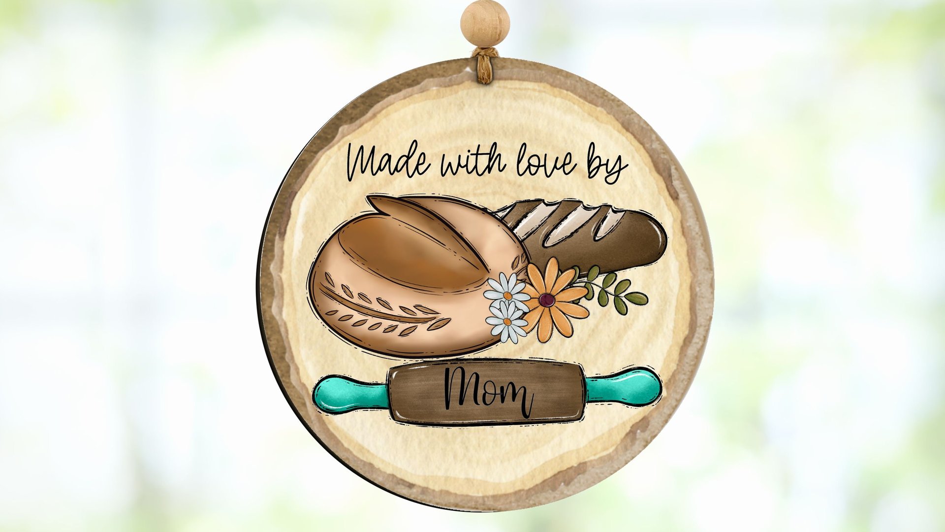 personalized made with love from the kitchen sourdough ornaments, baking gifts for Mom, cute Mothers day gifts for daughter in law, rear