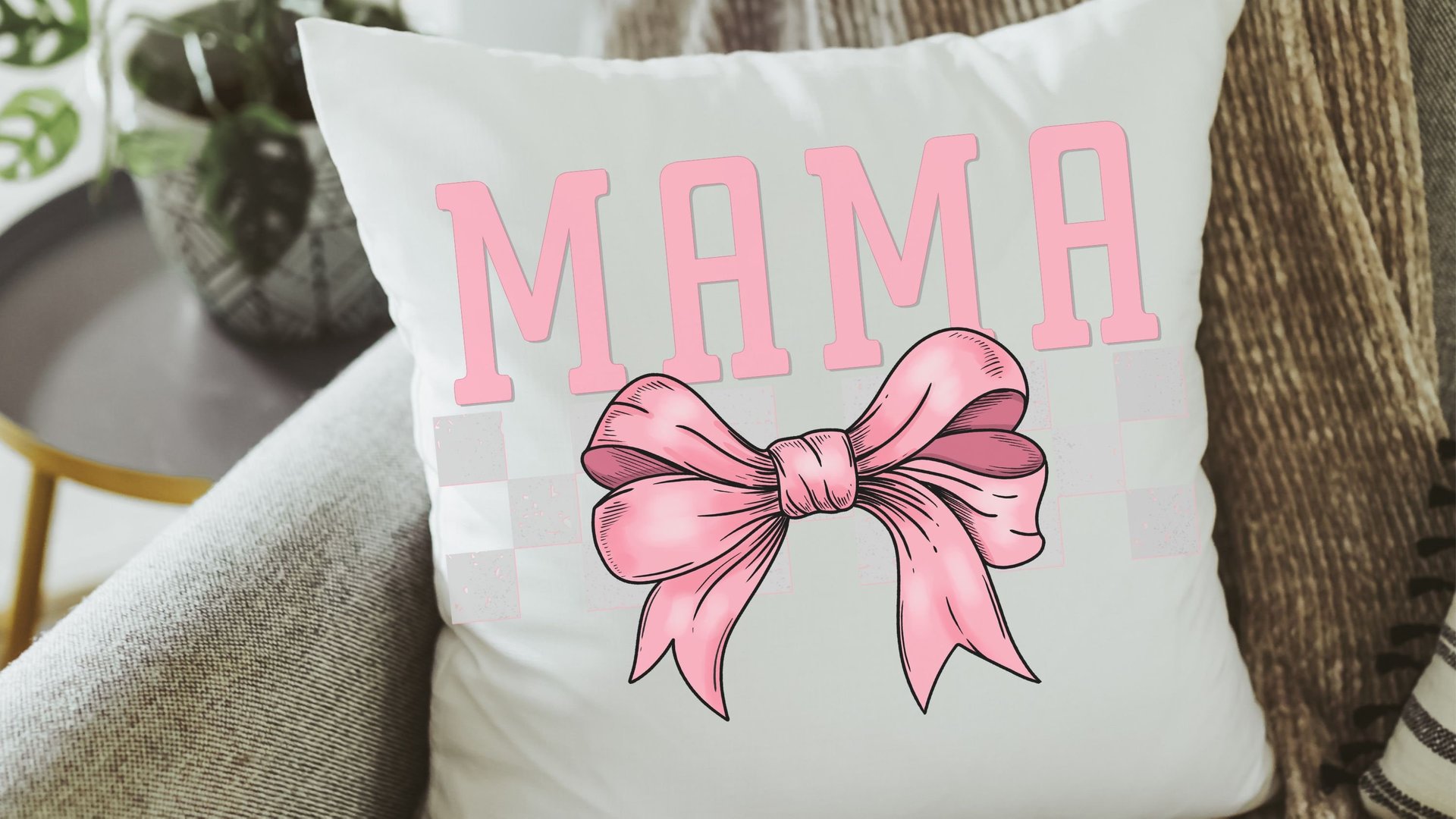 pink coquette mama and mini matching throw pillows for nursery, first Mothers day gift for wife, mommy and me accent pillows for bed, mom
