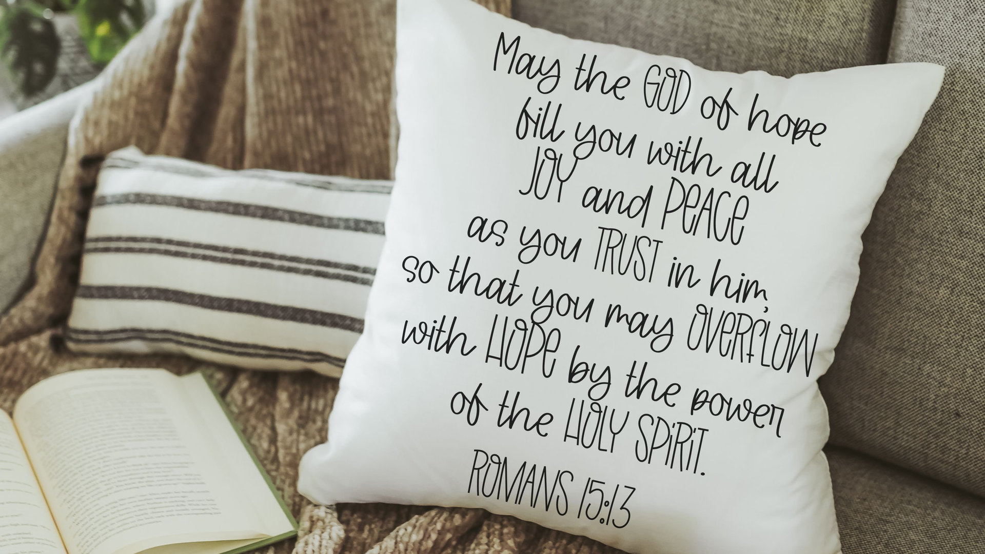 hope anchors the soul Bible verse throw pillows for bed, may the God of hope Romans 15 13 scripture pillow covers 18 x 18, his and hers gift