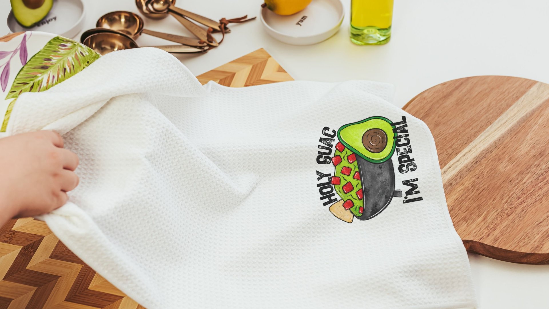 holy guacamole fiesta kitchen towels funny kitchen decor, foodie gift, sassy kitchen dish towels, sarcastic gifts for friends, taco Tuesday