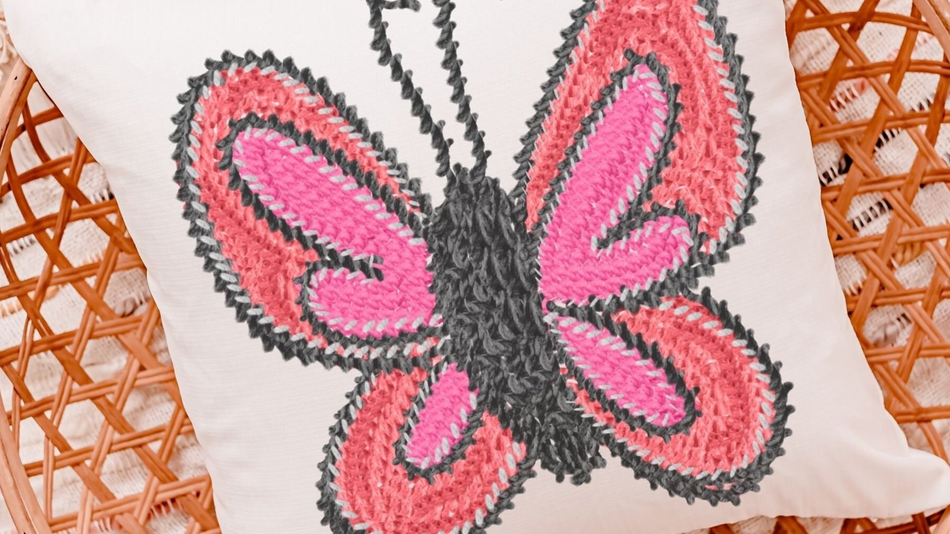 pink butterfly throw pillow for bed cute butterfly gifts for her, garden nursery decor, reading nook pillow, birthday gifts for little girl