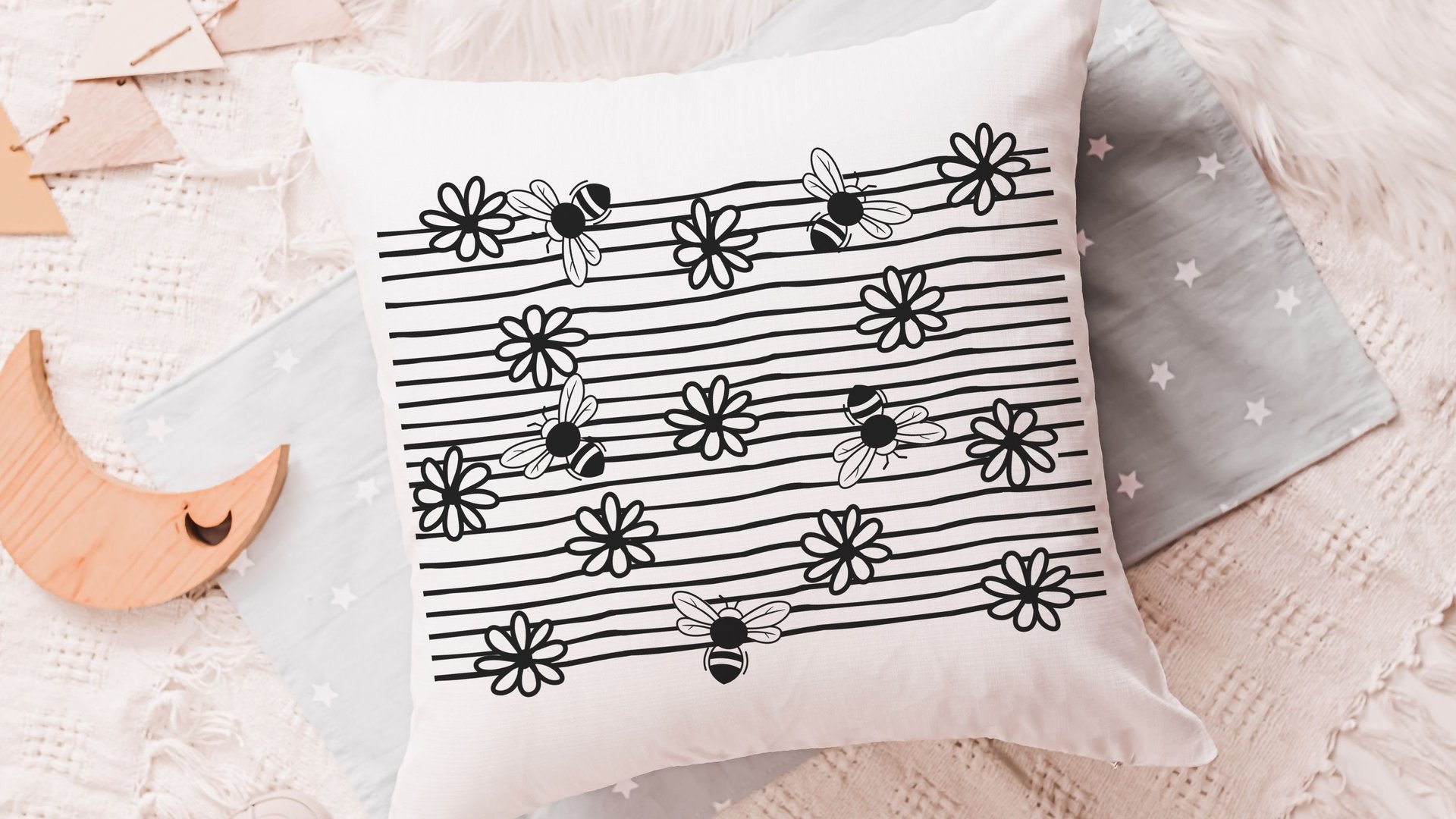 black and white bee throw pillows for kids reading nook pillow, honey bee baby shower gifts, bumble bee nursery decor, cute bee gifts for