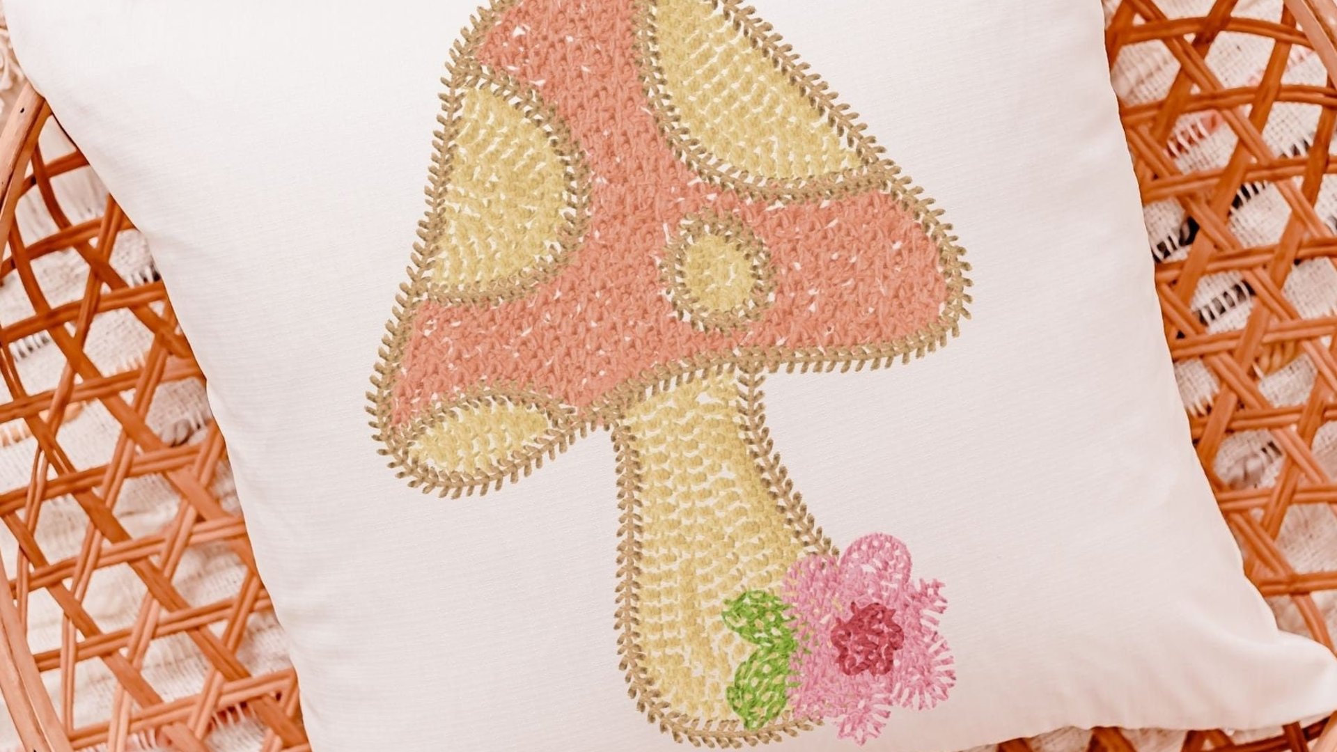 whimsical mushroom throw pillow for rocking chairs, cute mushroom decor for nursery, reading nook pillow, woodland baby shower gift girl