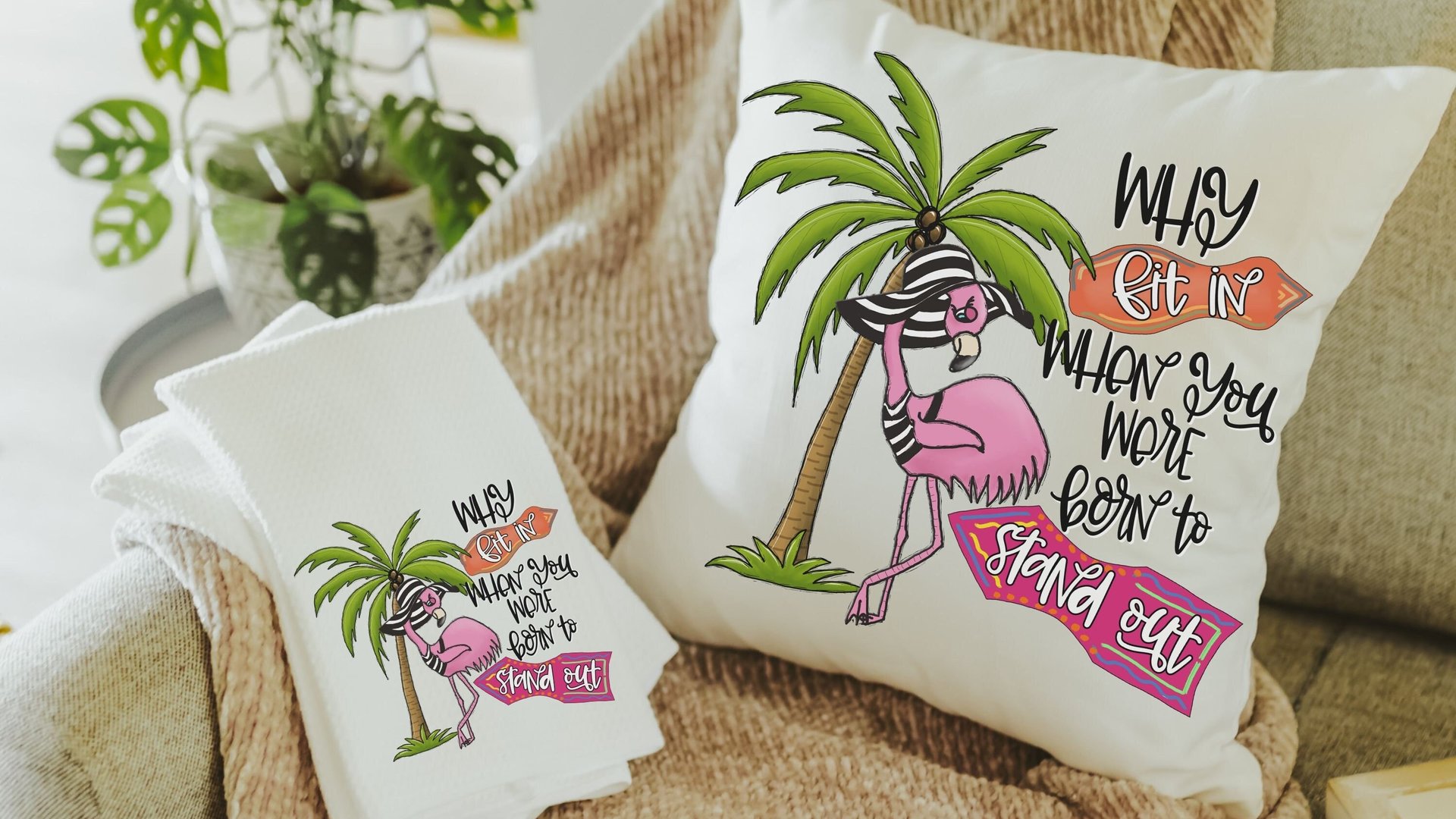 born to stand out flamingo kitchen towel for every season, inspirational hand towels for bathroom beach Christmas gifts for beach lovers