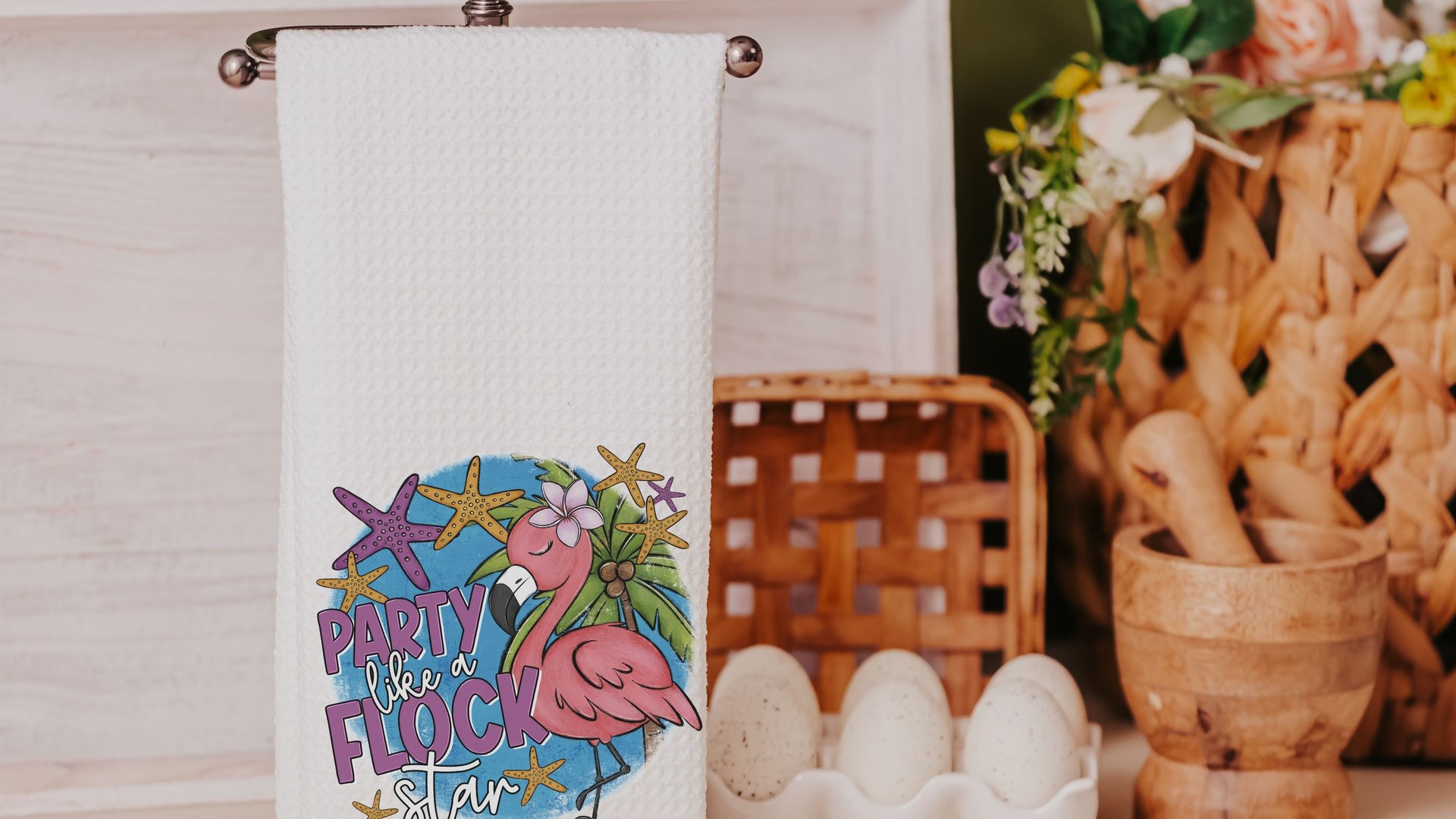 party like a flock star cute flamingo throw pillows funny kitchen towels for mom, tropical decor flamingo gifts for her, whimsical flamingo