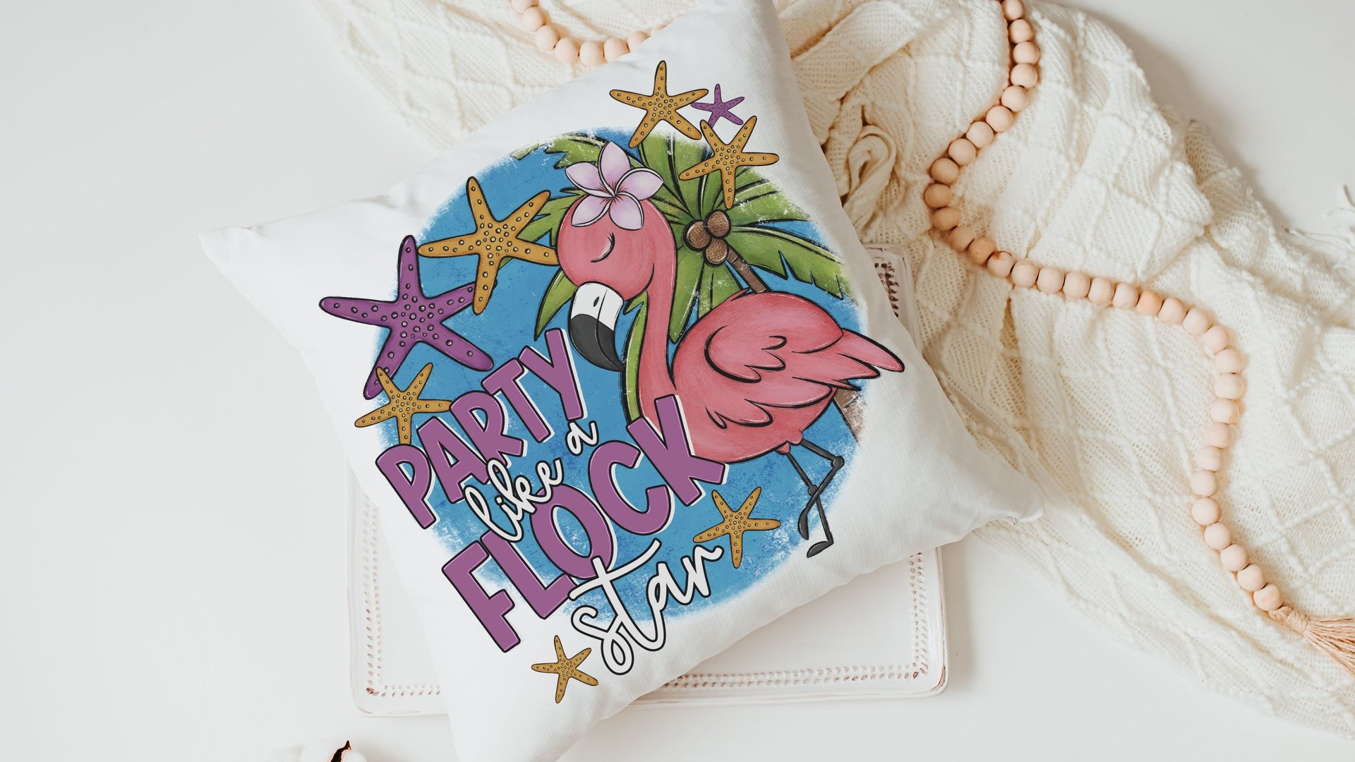 party like a flock star cute flamingo throw pillows funny kitchen towels for mom, tropical decor flamingo gifts for her, whimsical flamingo