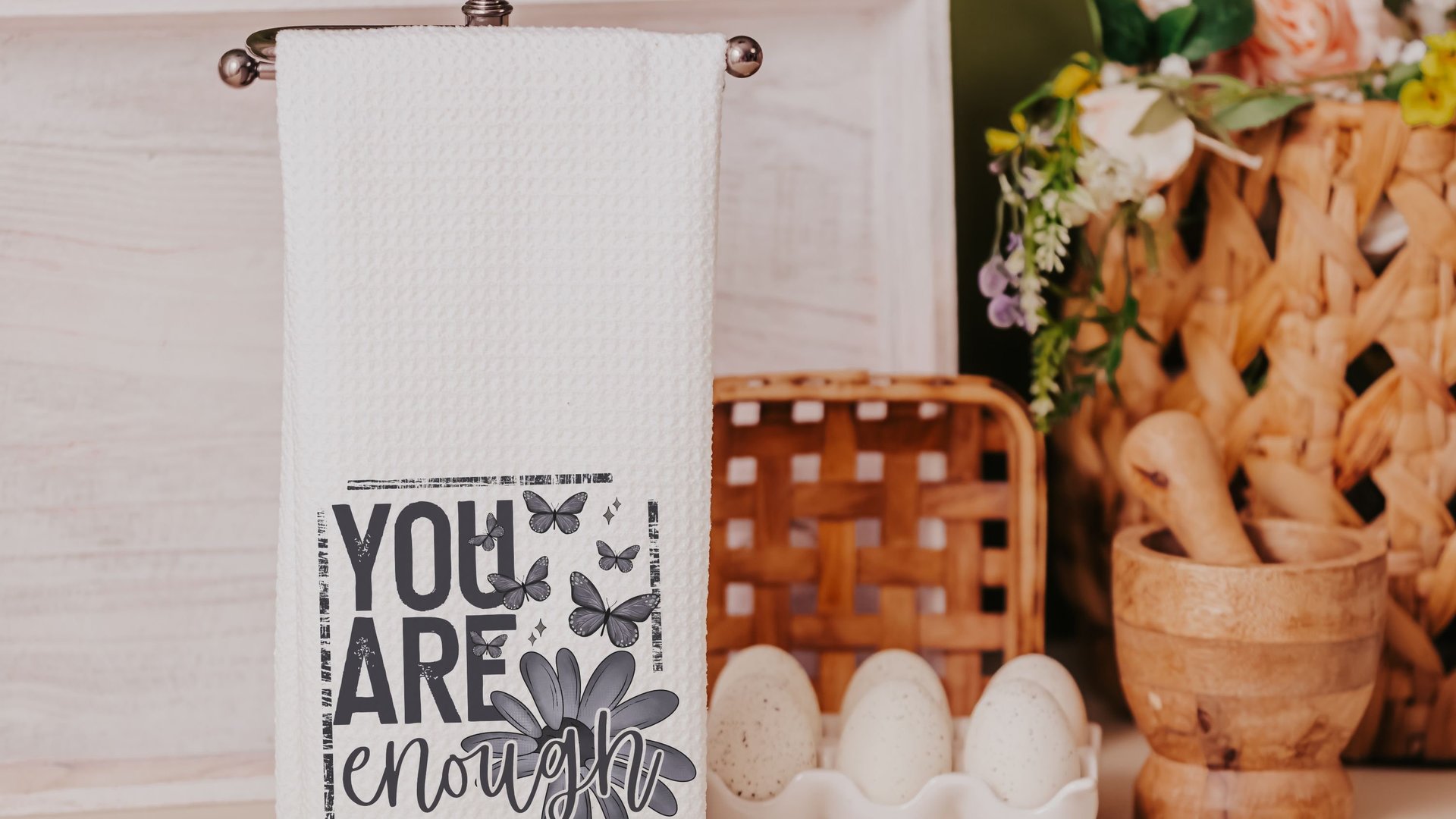 you are enough inspirational throw pillow for couch, college dorm decor for girls, mental health gifts for women, positive affirmations for