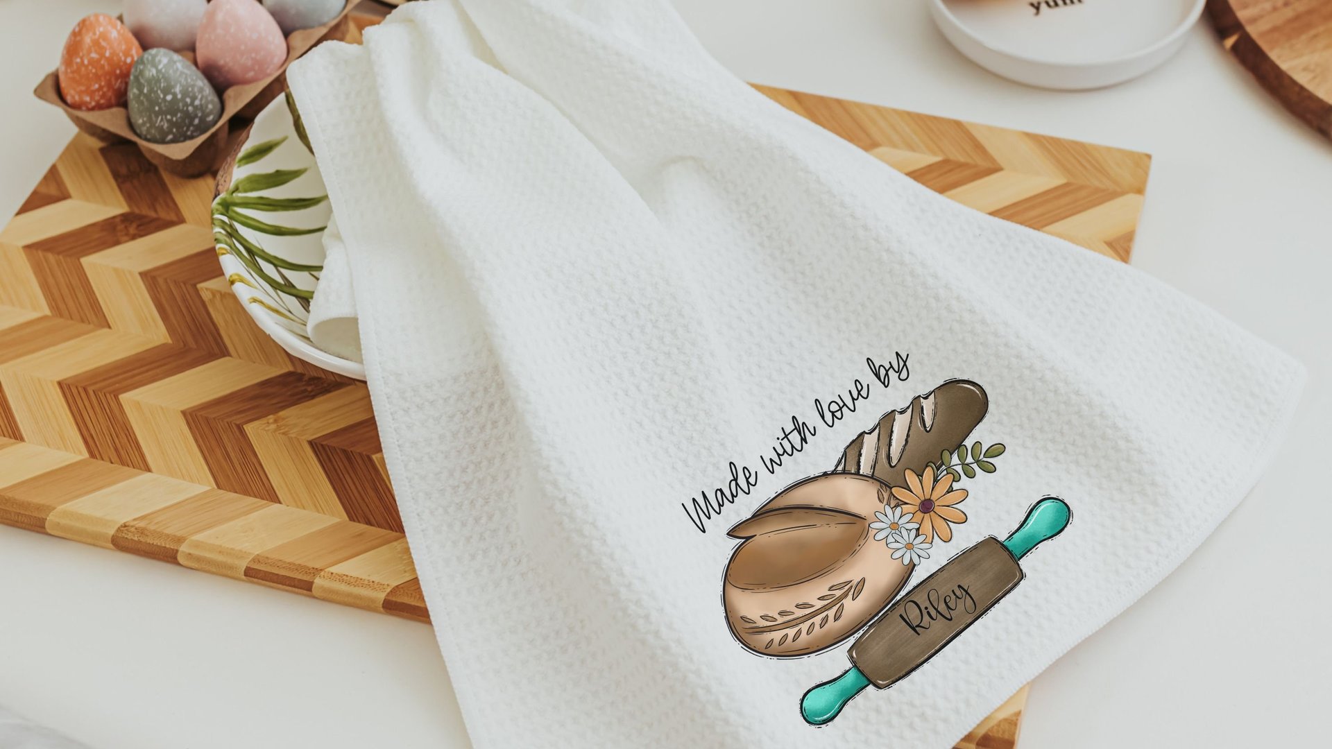 personalized made with love from the kitchen sourdough ornaments, baking gifts for Mom, cute Mothers day gifts for daughter in law, rear