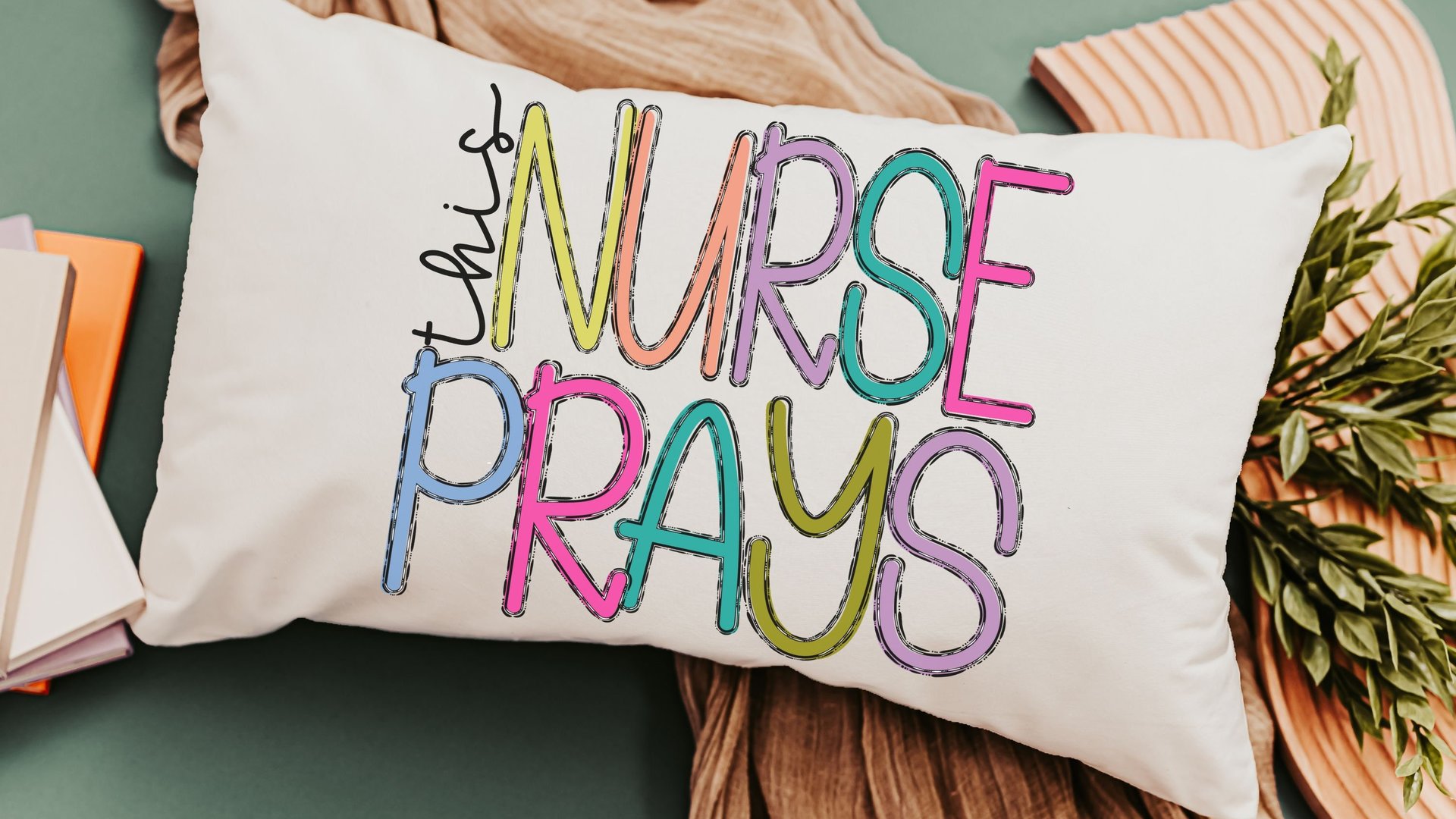 this nurse prays lumbar pillow with insert, NICU nurse gift for Mom, head nurse pillow for office chair, RN gifts for women, Christian throw