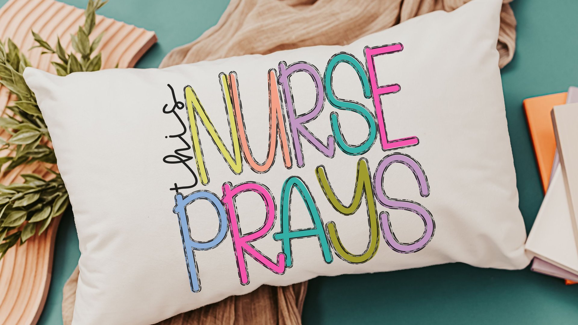 this nurse prays lumbar pillow with insert, NICU nurse gift for Mom, head nurse pillow for office chair, RN gifts for women, Christian throw