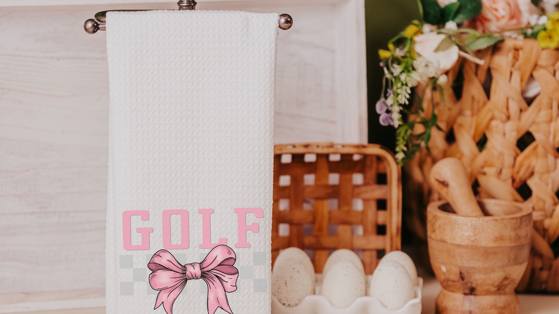 pink bow golf lumbar pillow for bed, golf mom era coquette room decor pillow, lady golfer throw pillow for couch, cute golf gifts for women