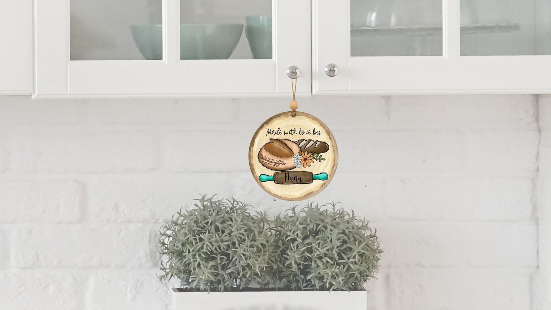 personalized made with love from the kitchen sourdough ornaments, baking gifts for Mom, cute Mothers day gifts for daughter in law, rear