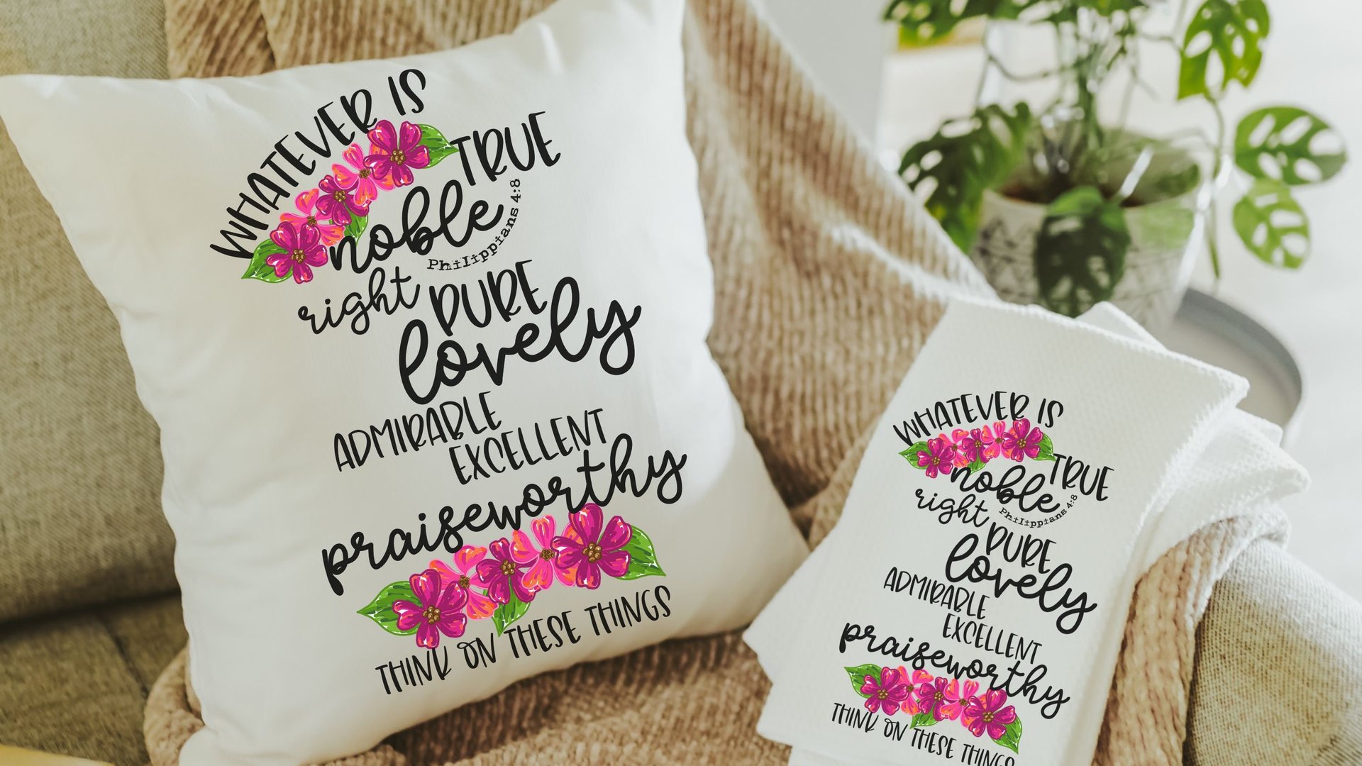 whatever is true Philippians 4:8 kitchen towels for gifts for friends, godfather gifts, Bible verse hand towels for church, Christian gifts