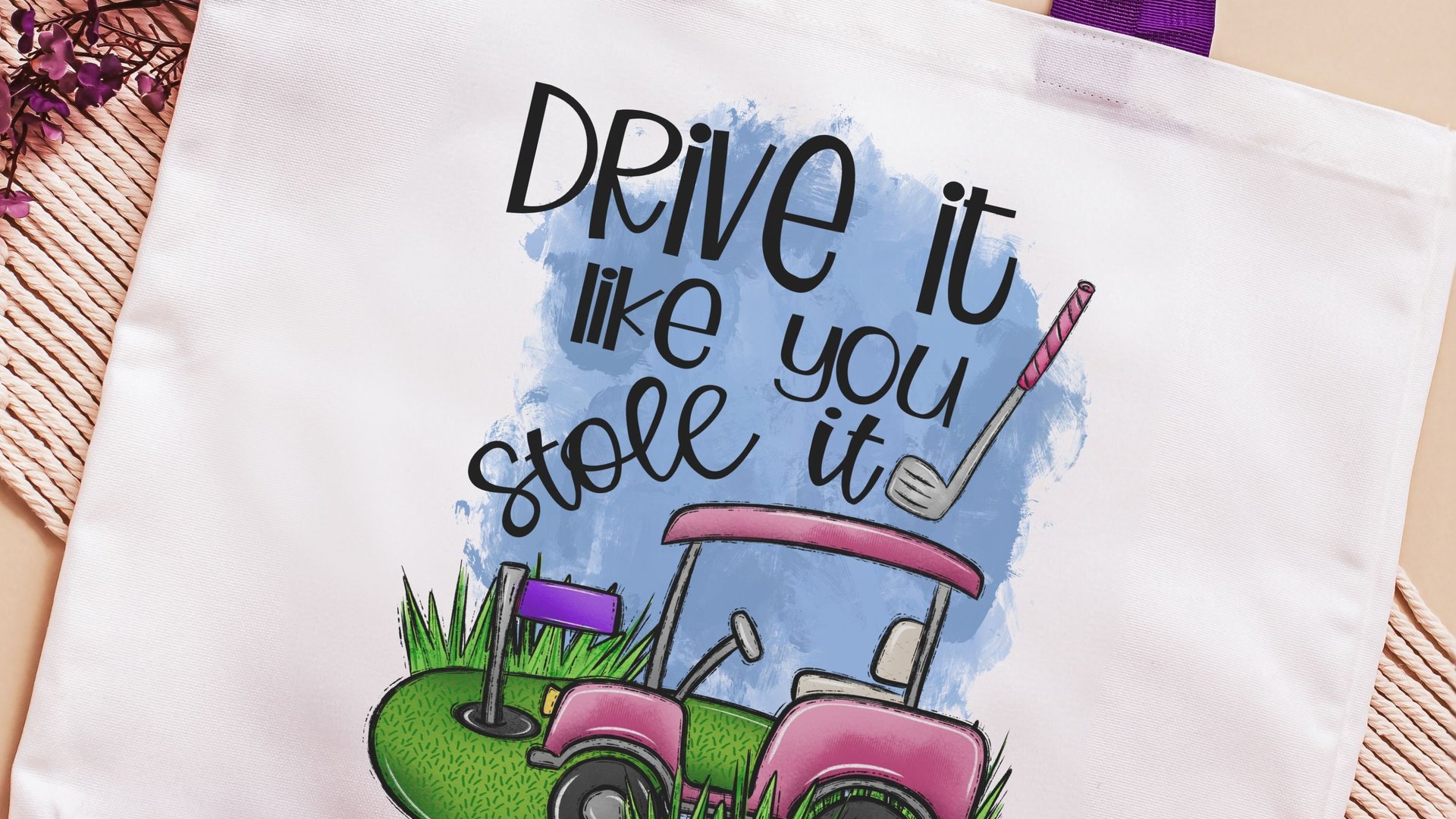 drive it like you stole it golf cart tote bag for women, funny golf gifts for her, golf mom Mothers Day gifts for golfers, lady golfer gifts