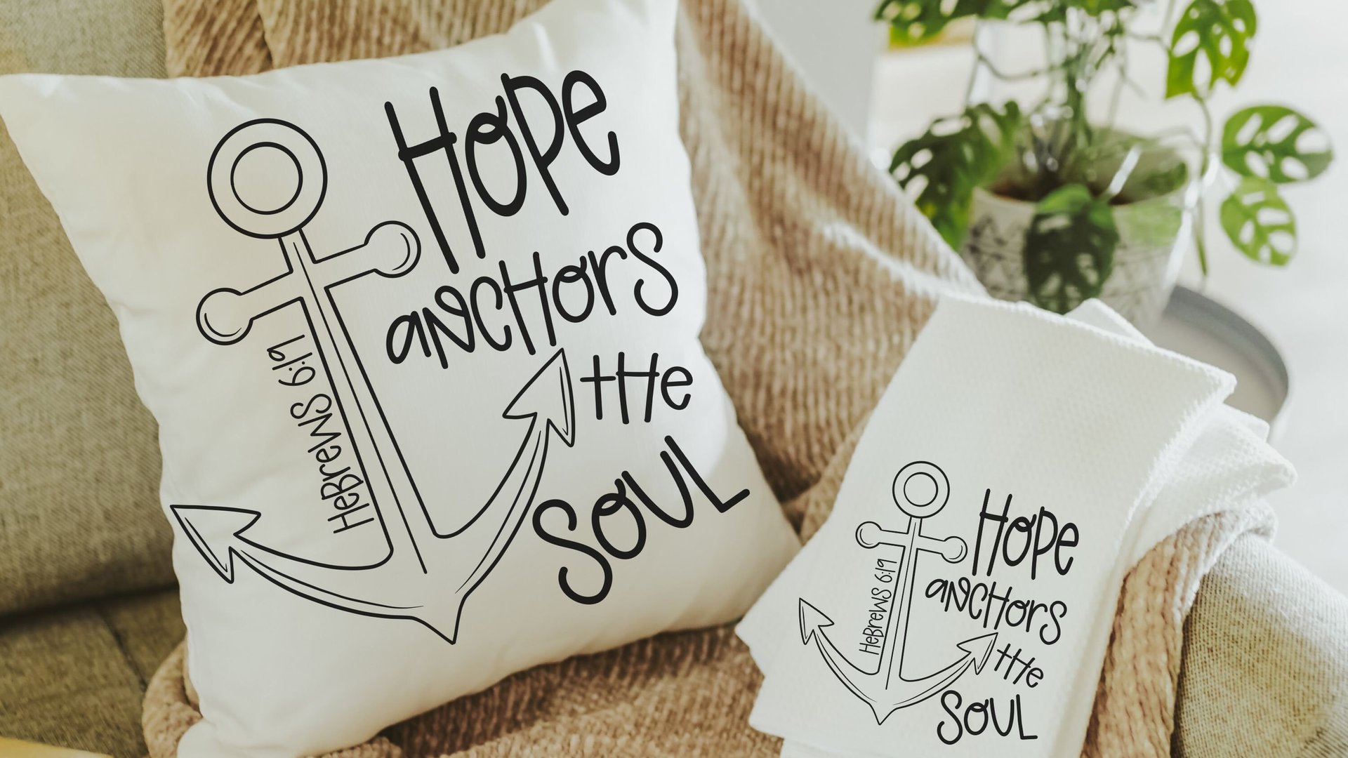 hope anchors the soul Bible verse throw pillows for bed, may the God of hope Romans 15 13 scripture pillow covers 18 x 18, his and hers gift