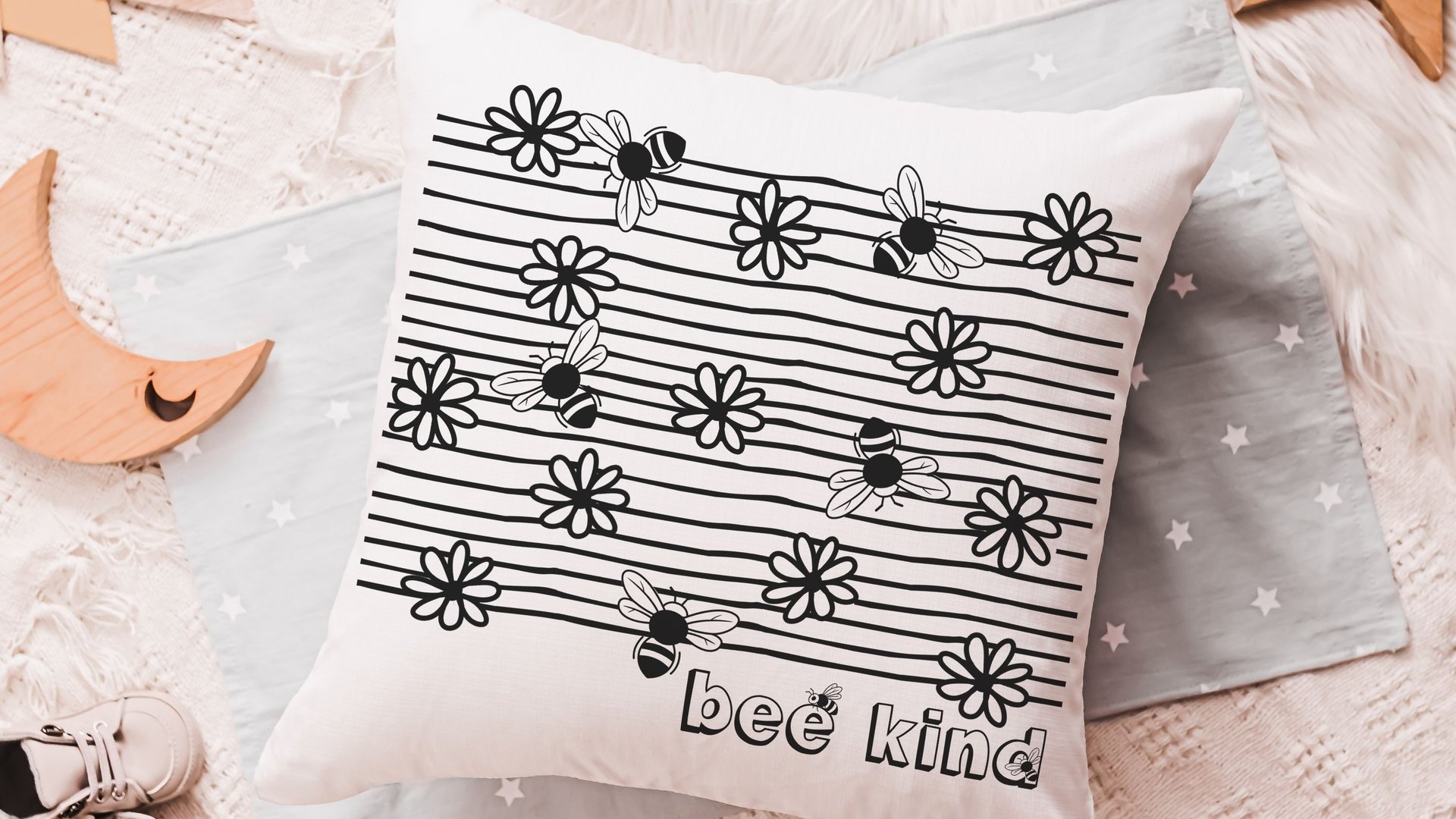 bee kind inspirational throw pillow for kids reading nook pillow for classroom, honey bee baby shower gifts, bumble bee nursery decor, cute