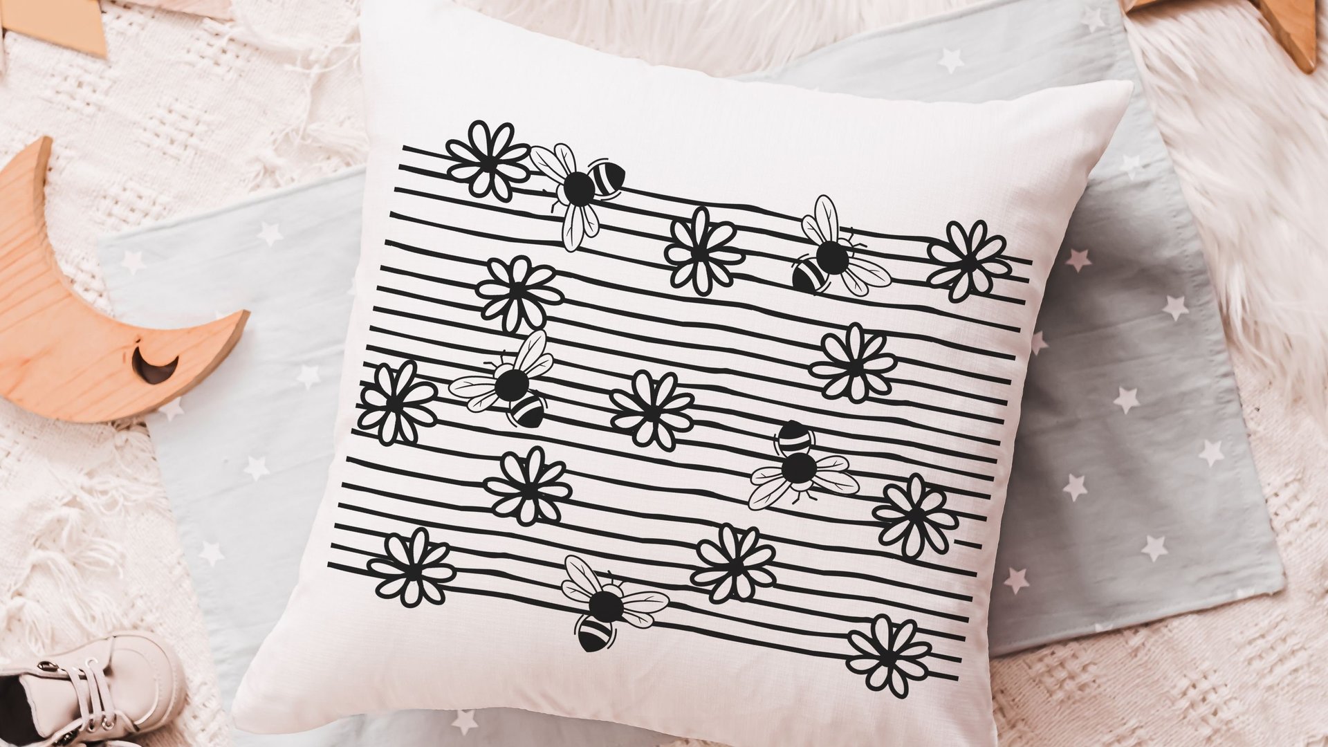 black and white bee throw pillows for kids reading nook pillow, honey bee baby shower gifts, bumble bee nursery decor, cute bee gifts for