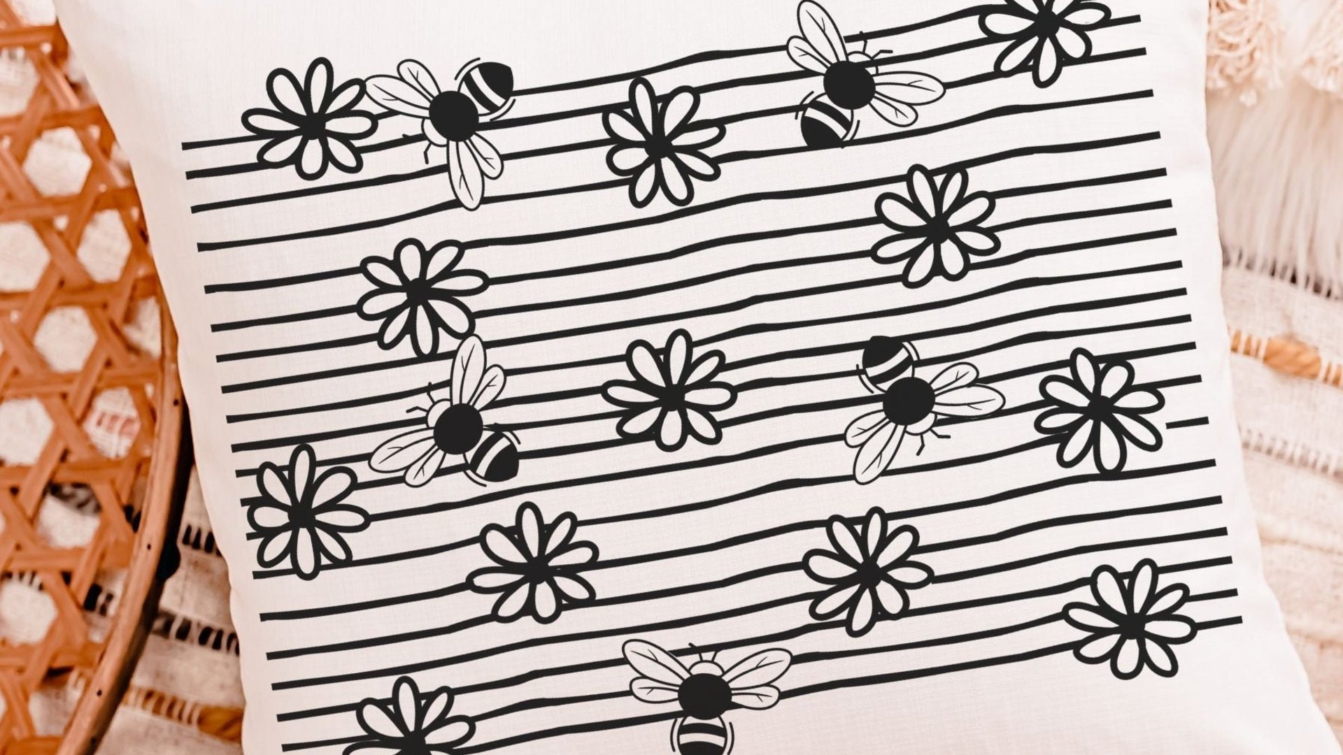 black and white bee throw pillows for kids reading nook pillow, honey bee baby shower gifts, bumble bee nursery decor, cute bee gifts for