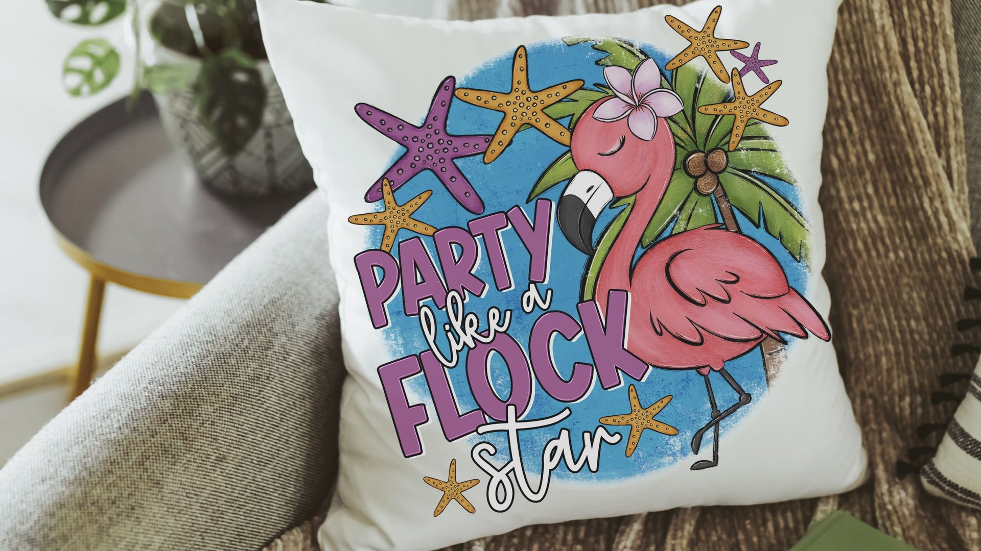 party like a flock star cute flamingo throw pillows funny kitchen towels for mom, tropical decor flamingo gifts for her, whimsical flamingo