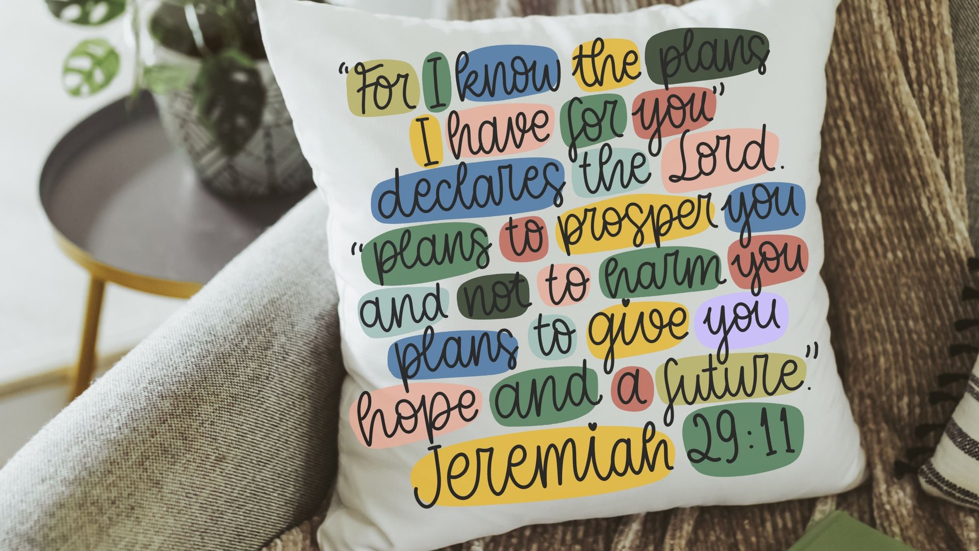 for I know the plans I have Bible verse decorative pillows with scripture, Jeremiah 29:11 throw pillow covers 18 x 18, Christian baby gifts