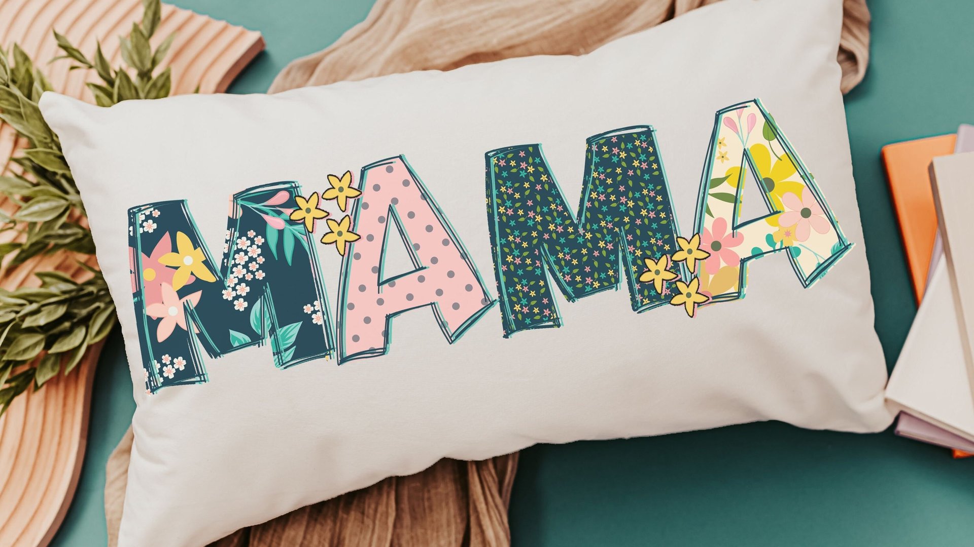 floral mama pillow for mom from baby, first time mom Mothers day gift for daughter in law, cute lumbar throw pillow cover 12 x 20, new mom